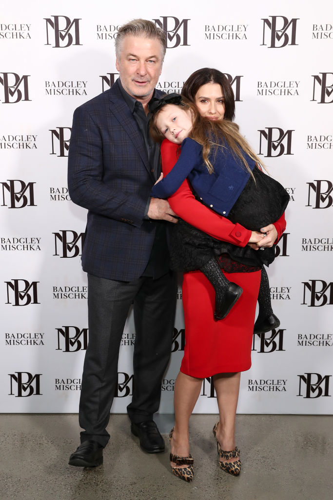 Alec Baldwin, Carmen Baldwin and Hilaria Baldwin pose backstage for Badgley Mischka during New York Fashion Week: The Shows at Gallery I, at Spring Studios, on February 8, 2020, in New York City. | Source: Getty Images