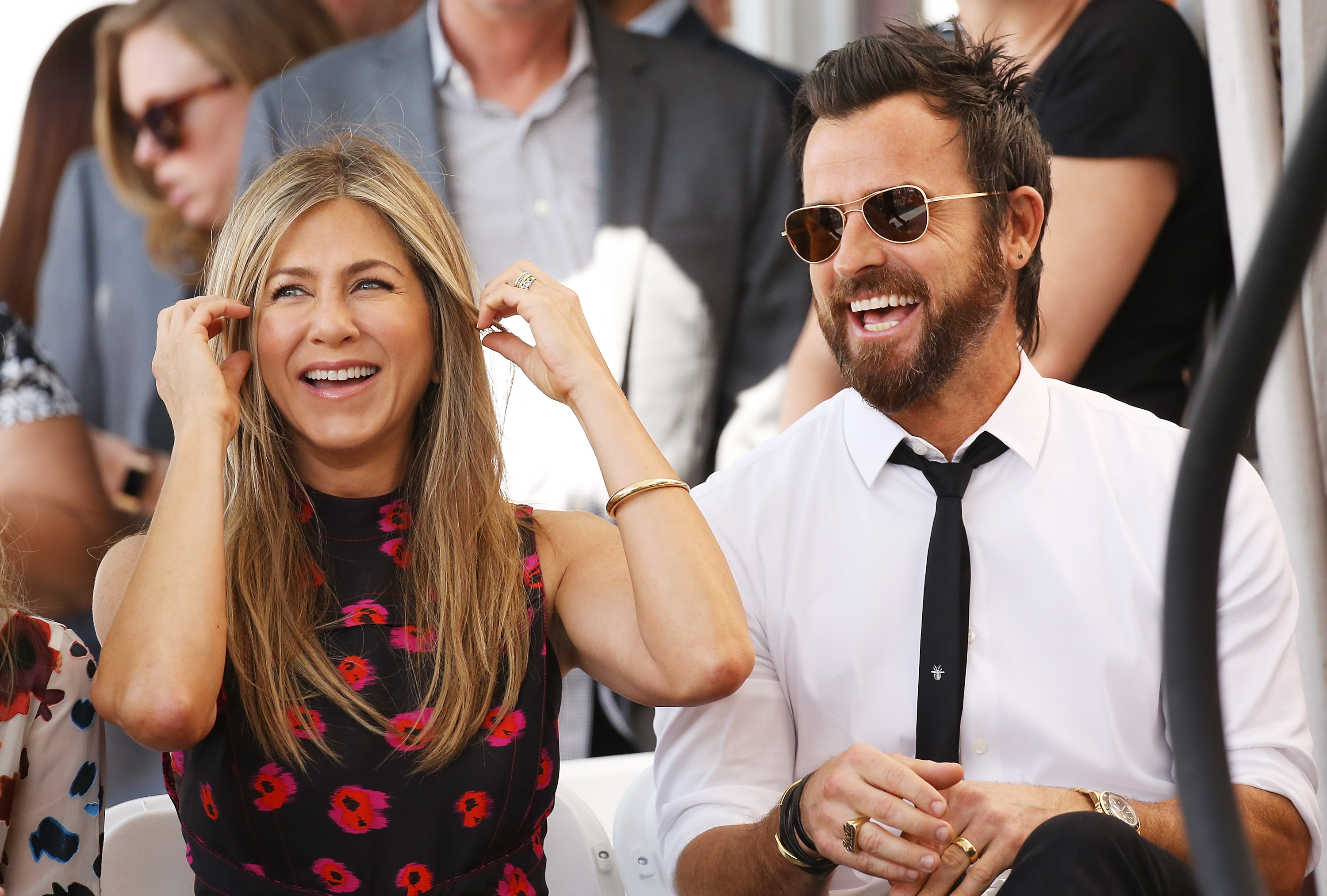 Jennifer Aniston and Justin Theroux attend the ceremony honoring Jason Bateman with a Star on The Hollywood Walk of Fame on July 26, 2017 in Hollywood, California | Source: Getty Images