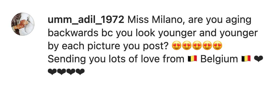 A fan's reaction to Alyssa Milano's recent Instagram post. | Source: instagram/milano_alyssa