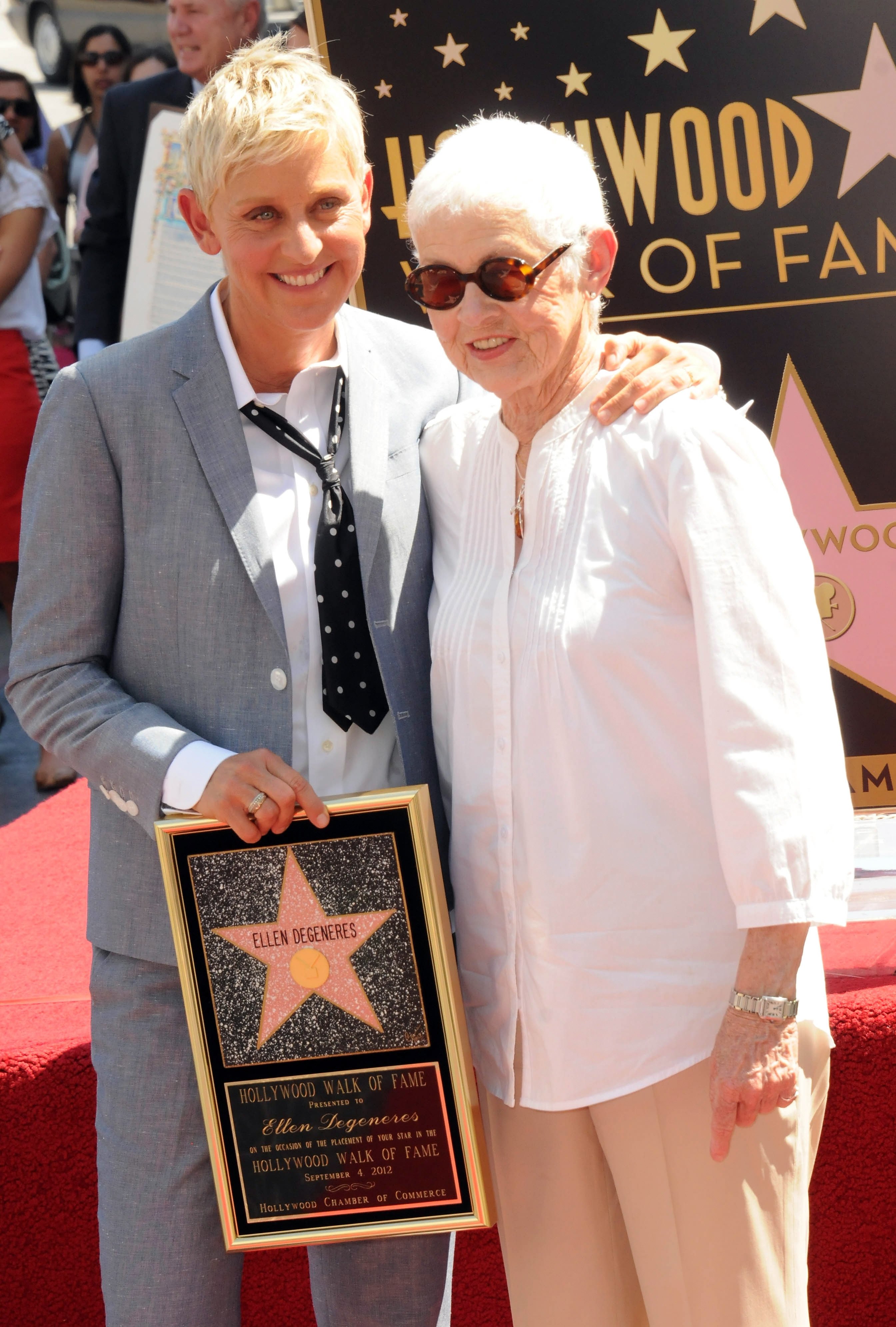 Ellen Degeneres and mother Betty De generes is honored with a Star on the Hollywood Walk of Fame on September 4, 2012 | Photo: GettyImages