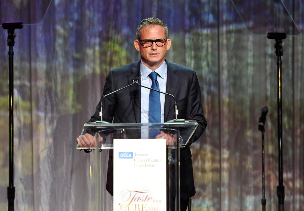 NBC Entertainment Chairman Paul Telegdy accepting the Gil Nickel Humanitarian Award in April 2018. | Photo: Getty Images