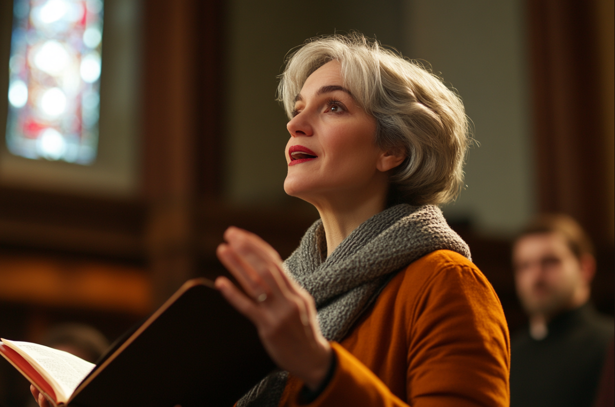 A woman at choir practice | Source: Midjourney