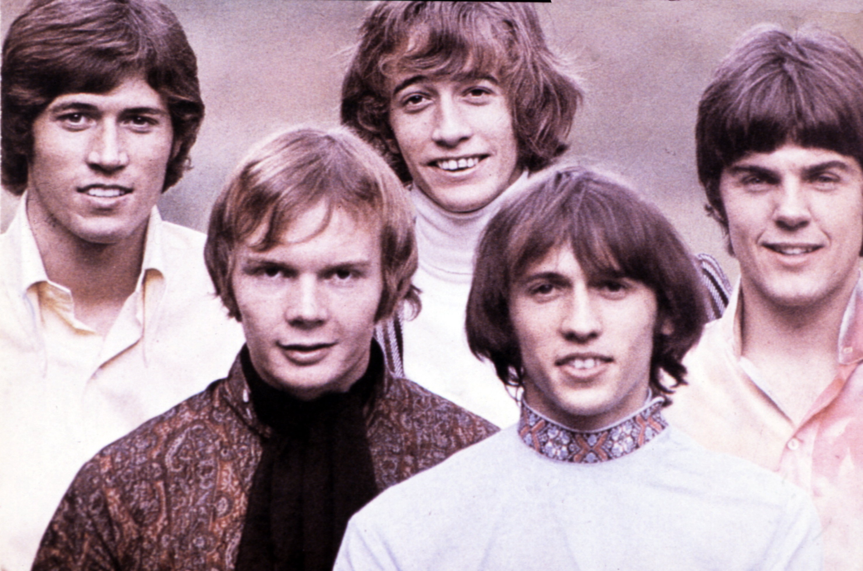 Barry Gibb, Colin Petersen, Robin Gibb, Maurice Gibb, and Vince Melouney are seen in January 1967 | Source: Getty Images