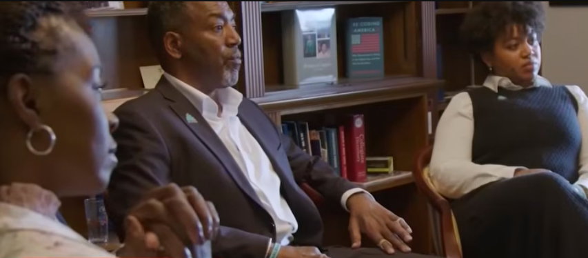 Erica Tazel, Russell Andrews and someone else listening on at Congress. | Source: YouTube/Elex Michaelson