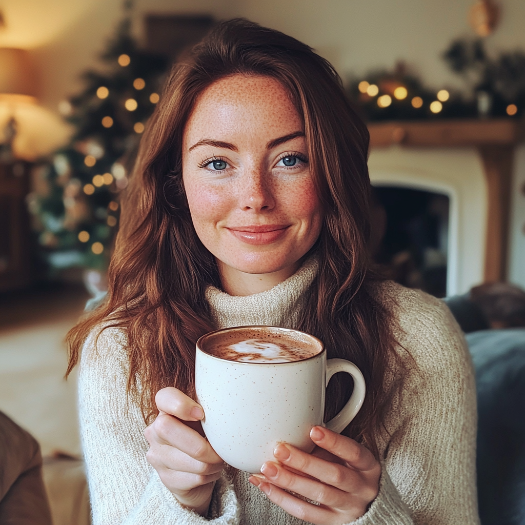 A woman holding a mug of hot chocolate | Source: Midjourney