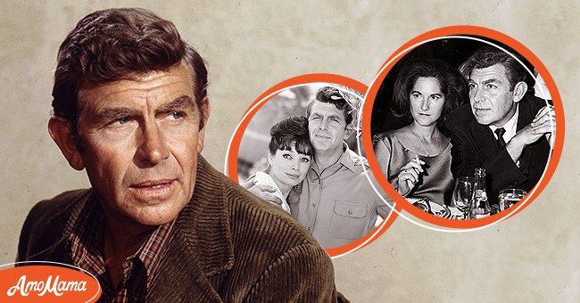 Photo of Andy Griffith for the movie "Winter Kill" [left], Aneta Corsaut and Andy Griffith on November 16, 1964 [center], Andy Griffith and Barbara Edwards circa 1965 [right] | Source: Getty Images