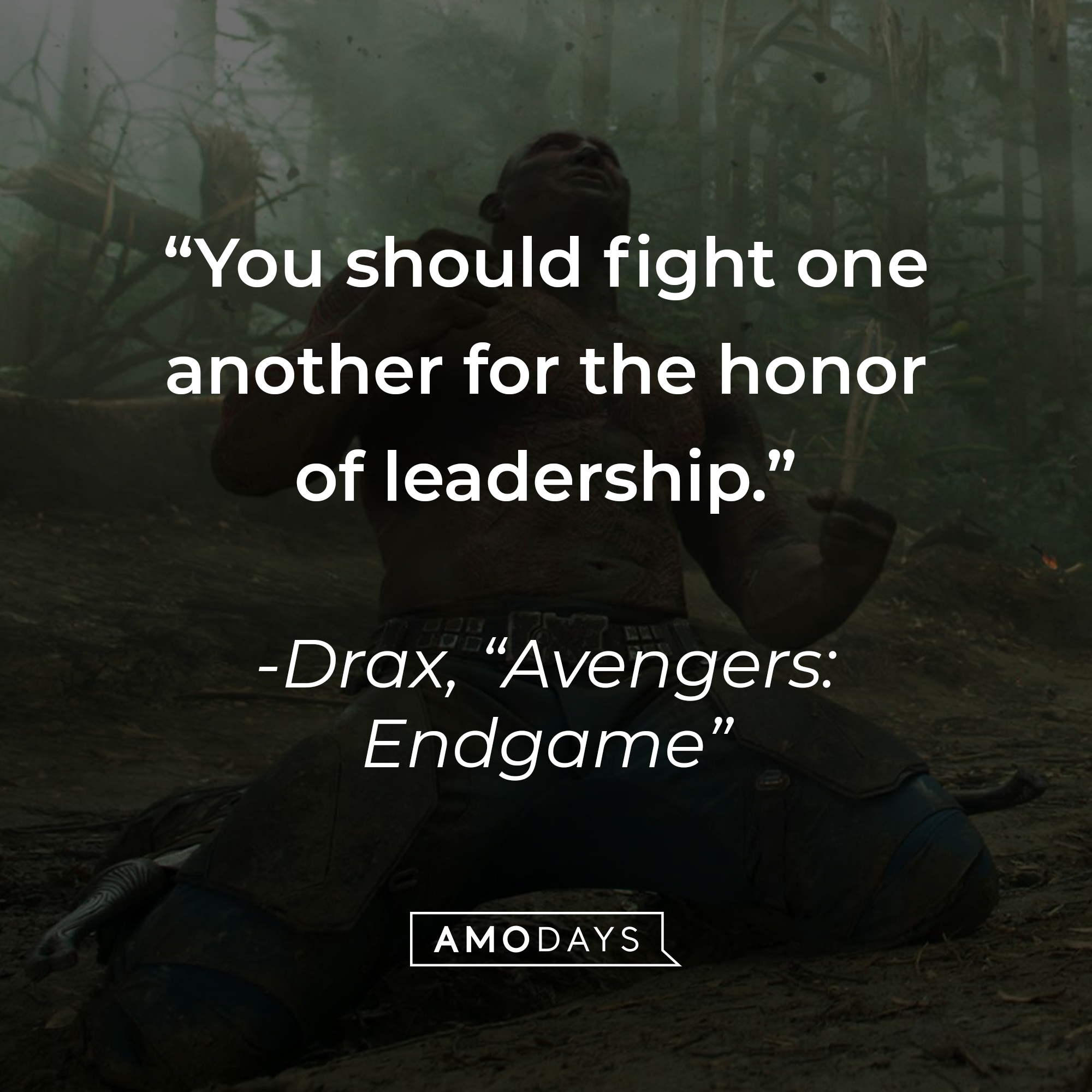 Drax with his quote: "You should fight one another for the honor of leadership." | Source: Facebook.com/guardiansofthegalaxy