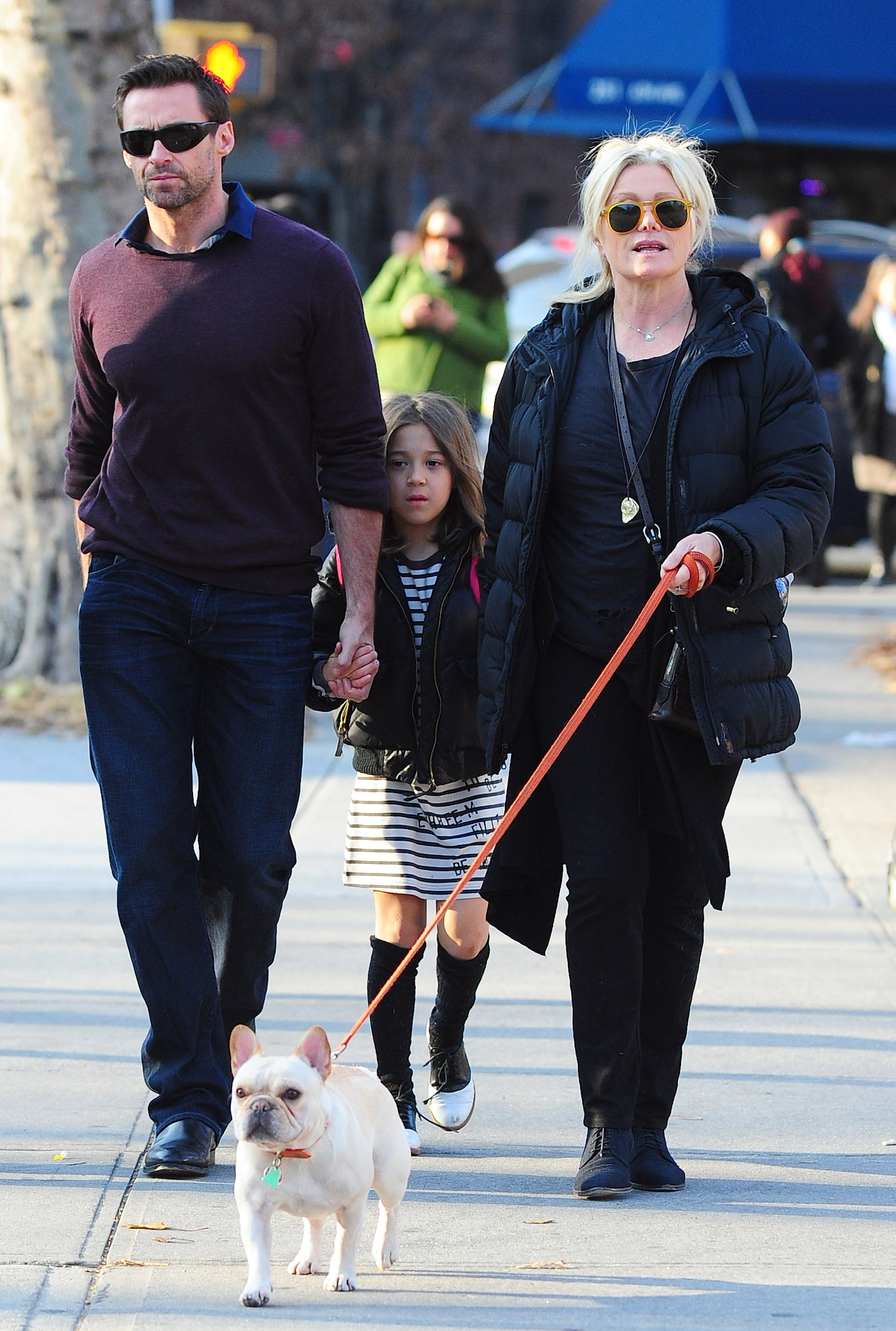 Hugh Jackman, Ava Eliot Jackman, and Deborra-Lee Furness are seen on December 3, 2012, in New York City | Source: Getty Images