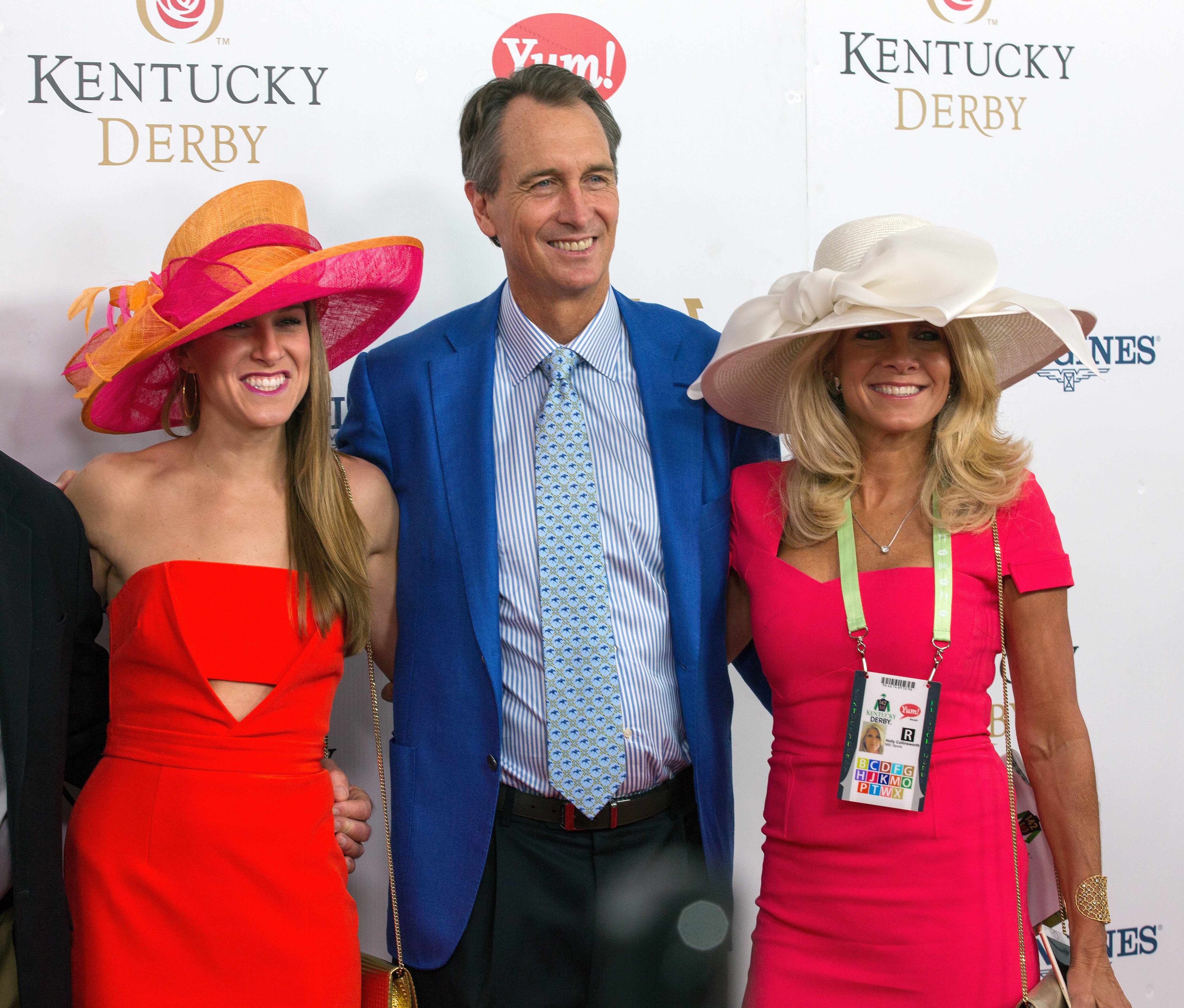 Ashley Collinsworth, NBC sportscaster Cris Collinsworth (C), and Holly Collinsworth attend the 142nd Kentucky Derby at Churchill Downs on May 7, 2016, in Louisville, Kentucky. | Source: Getty Images