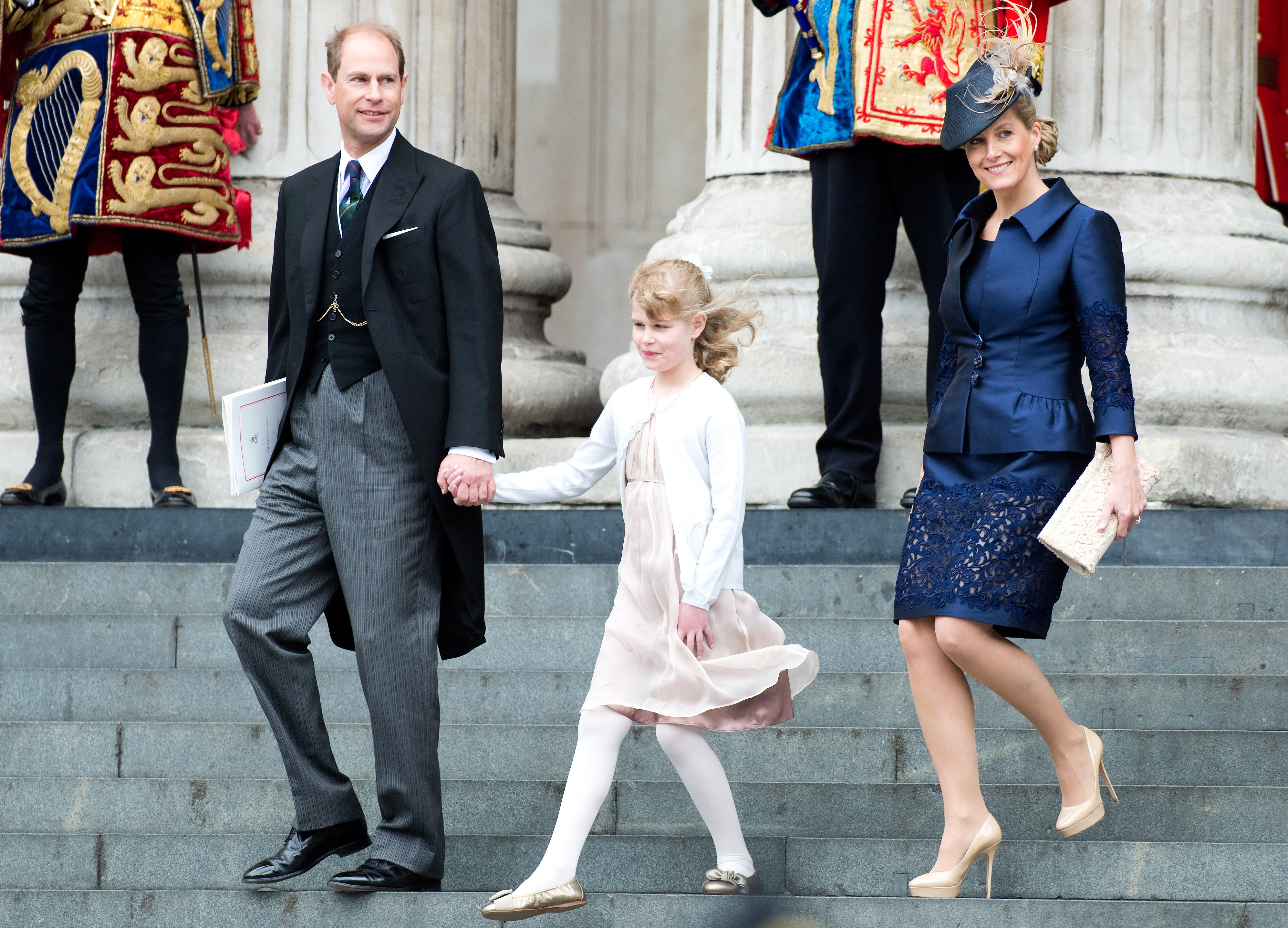Prince Edward, Earl of Wessex, daughter Lady Louise Windsor and Sophie Countess of Wessex attend the Service of Thanksgiving at St Paul's Cathedral as part of the Diamond Jubilee, marking the 60th anniversary of the accession of Queen Elizabeth II on June 5, 2012, in London, England. | Source: Getty Images