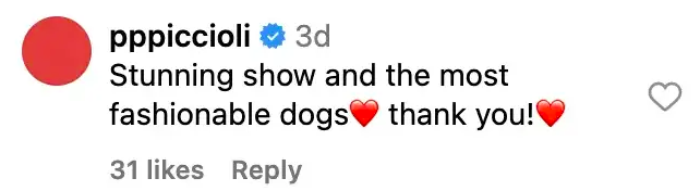 Pierpaolo Piccioli's comment about Demi Moore and her dog, dated September 23, 2023 | Source: Instagram/demimoore