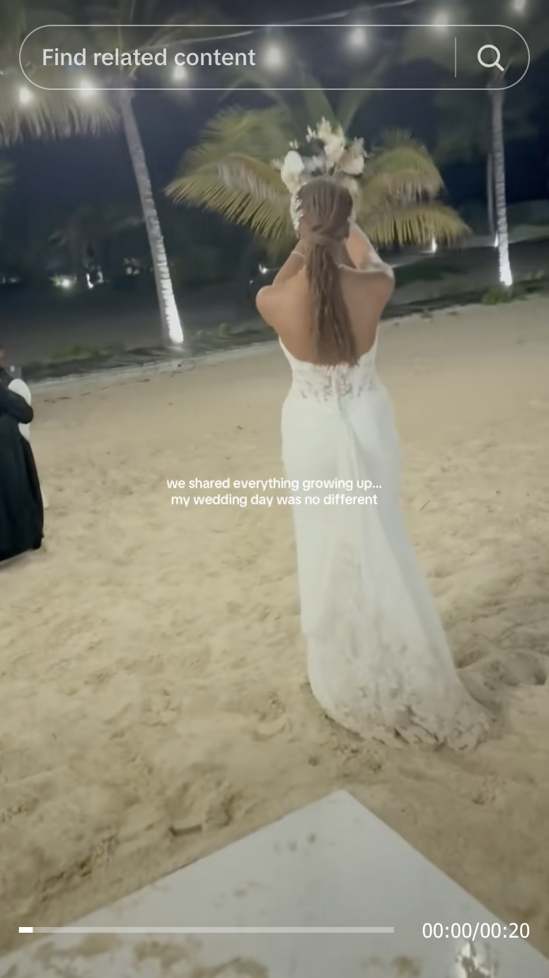 Kaira Quiller is seen holding a bouquet on her wedding day in a video shared on October 28, 2025 | Source: TikTok/@itskzo22