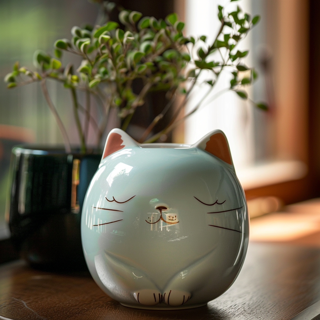 A cute vase shaped like a cat | Source: Midjourney
