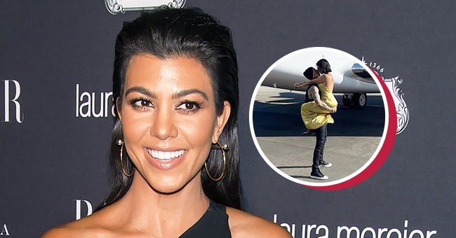 Kourtney Kardashian on September 9, 2016 in New York City and with Travis Barker in front of a plane on his Instagram post from August 17, 2021 | Photo: Getty Images - Instagram.com/travisbarker