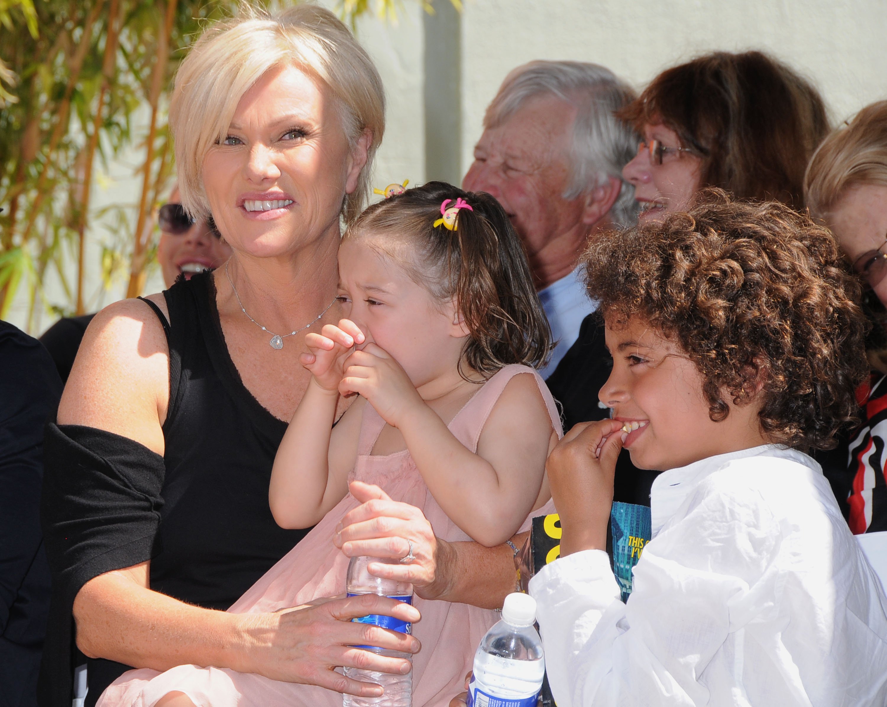 Deborra Lee Furness and children Ava and Oscar attend the handprint and footprint ceremony honoring Hugh Jackman at Grauman's Chinese Theatre on April 21, 2009 in Hollywood, California. | Source: Getty Images