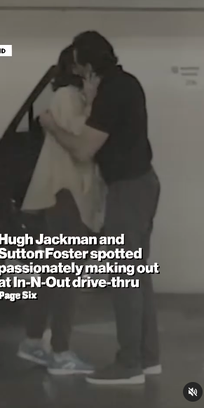 Sutton Foster and Hugh Jackman kissing and embracing, posted on January 14, 2025. | Source: Instagram/pagesix