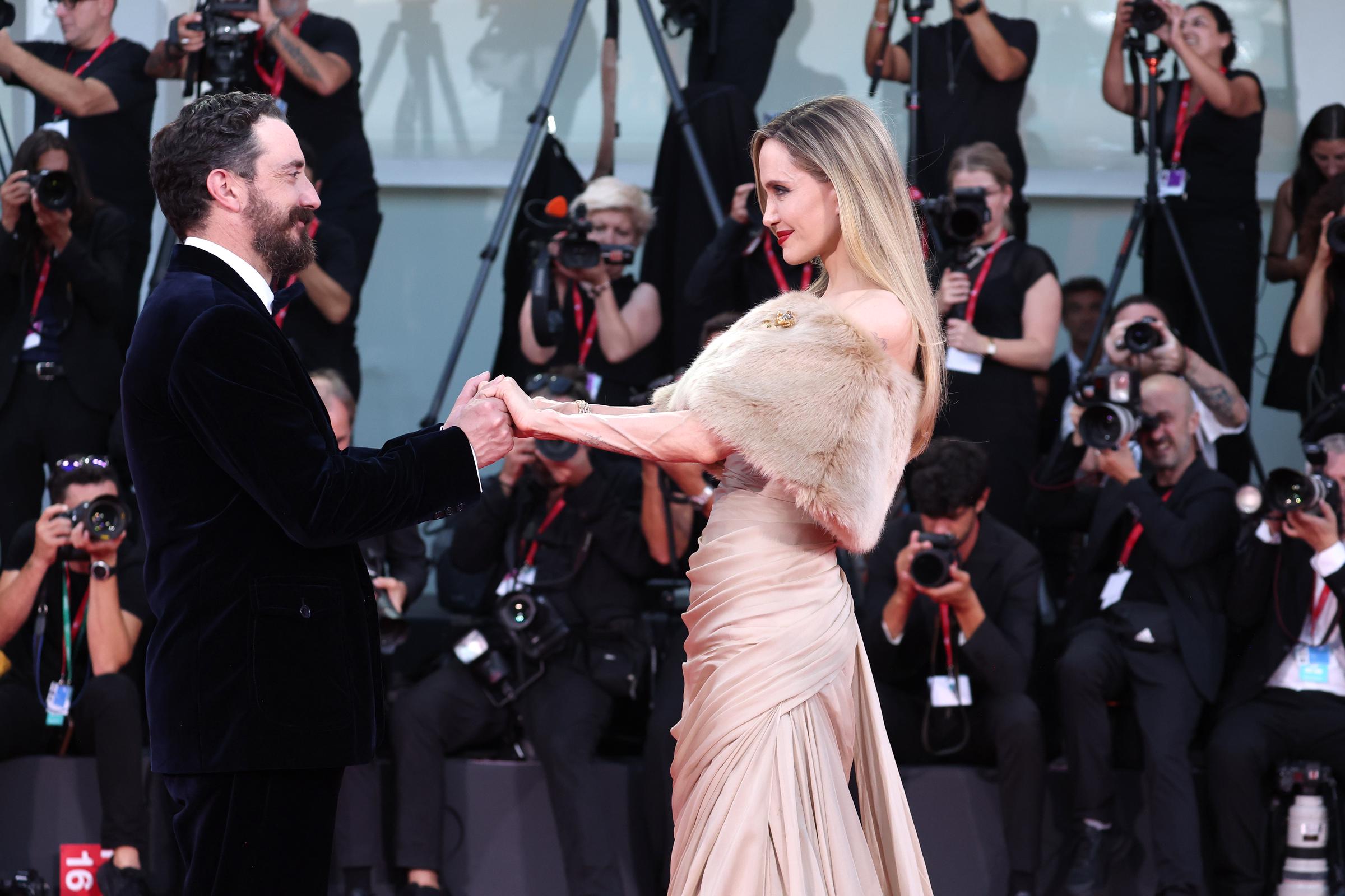 Pablo Larraín and Angelina Jolie on August 29, 2024, in Venice, Italy | Source: Getty Images