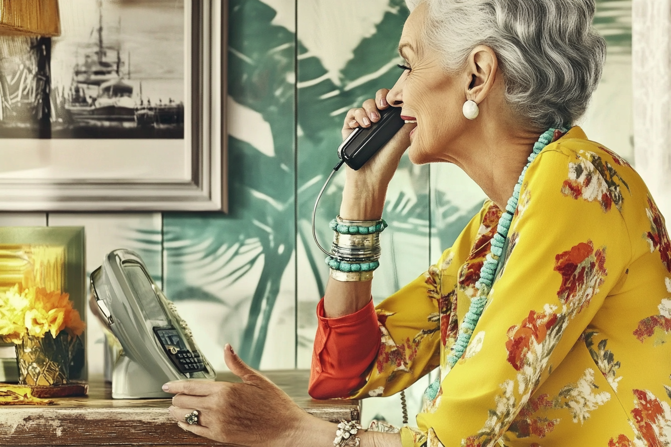 An older woman talking on the phone | Source: Midjourney