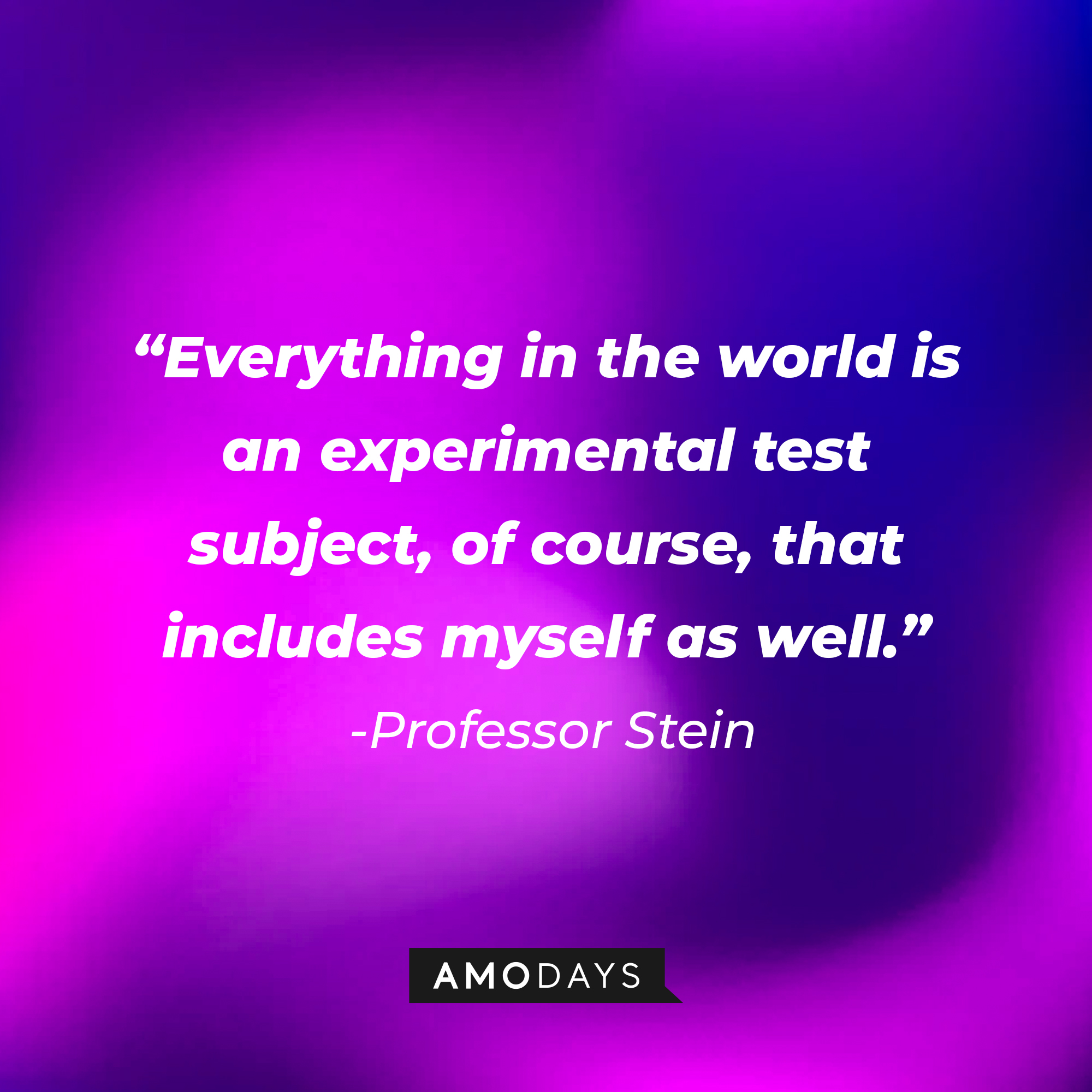 Professor Stein’s quote: "Everything in the world is an experimental test subject, of course, that includes myself as well." | Image: AmoDays