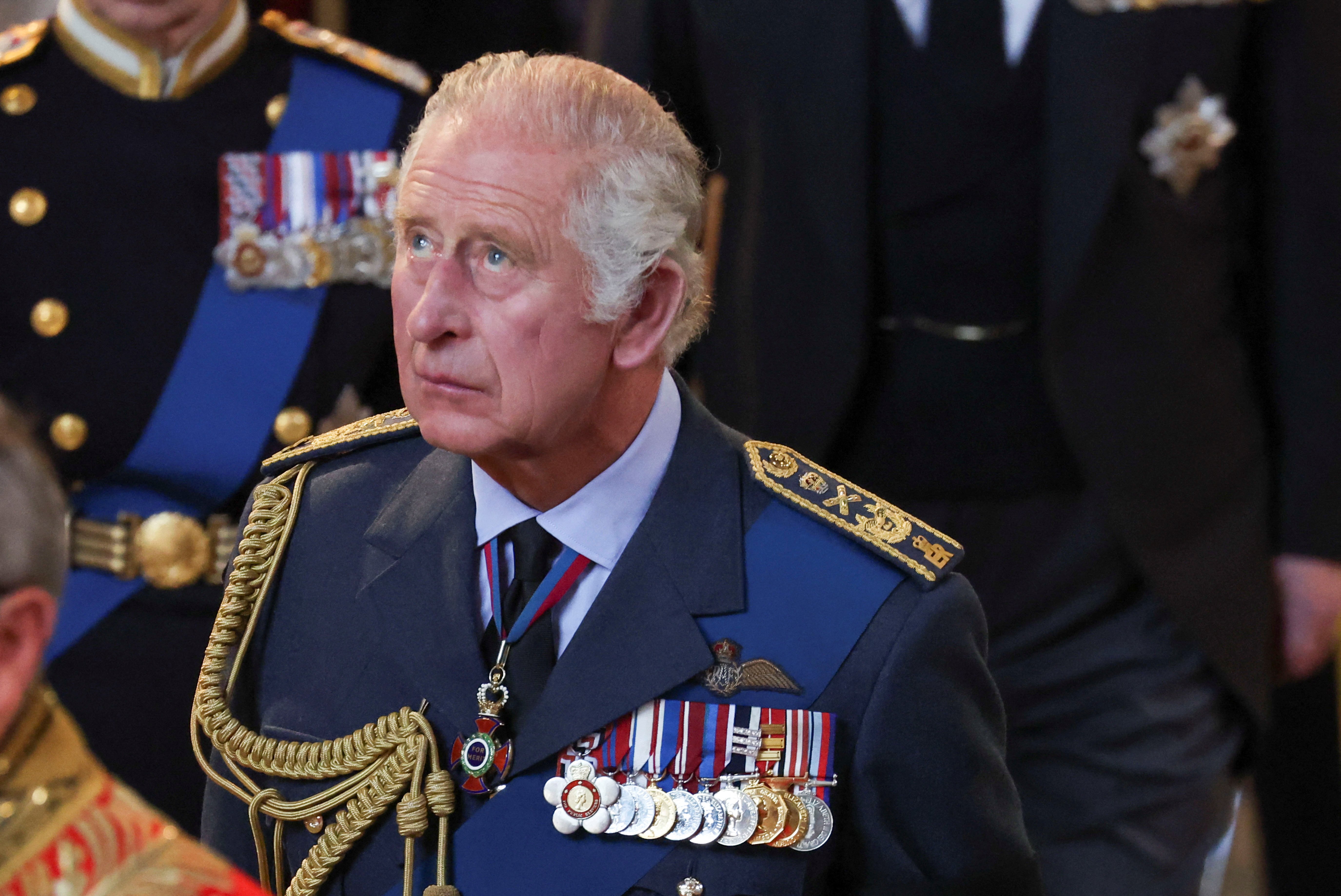 King Charles III at the Queen's precession in London 2022. | Source: Getty Images 