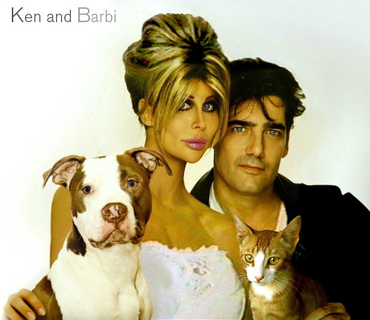 Portrait of Shane Barbi, Ken Wahl, and their pets circa 1997 | Photo: Getty Images