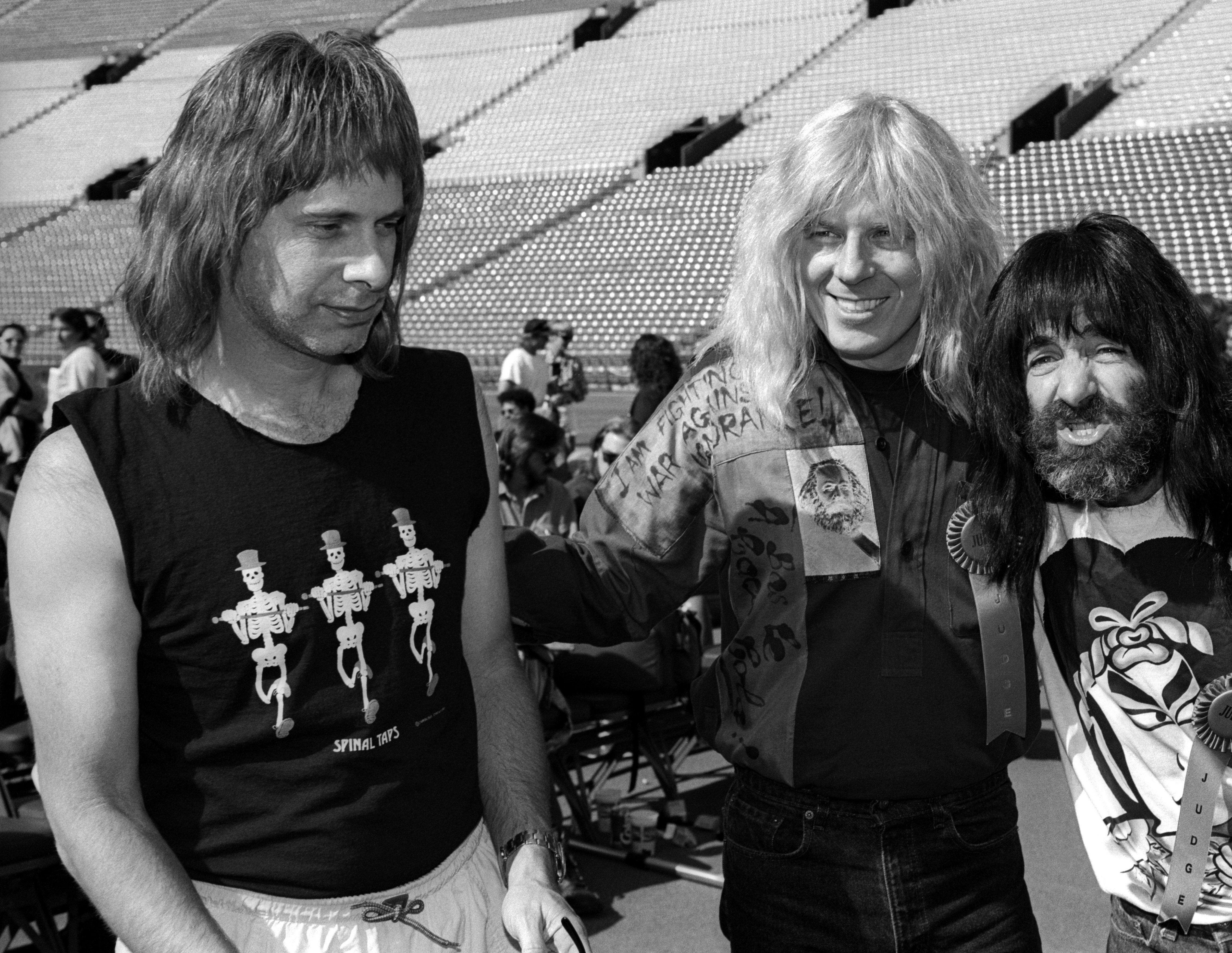 Christopher Guest, Michael McKean and Harry Shearer of the spoof band Spinal Tap pose for portrait in Los Angeles, California, October 31, 1991 | Source: Getty Images