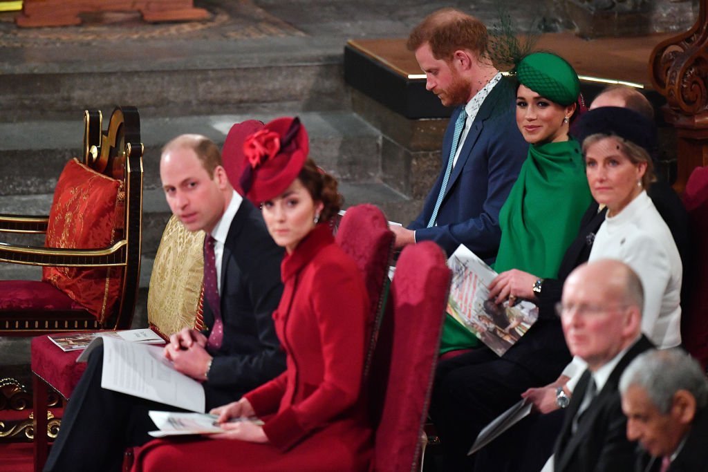 Prince William, Catherine, Prince Harry, Meghan, Prince Edward, and Sophie attend the Commonwealth Day Service 2020 on March 9, 2020 in London, England | Photo: Getty Images