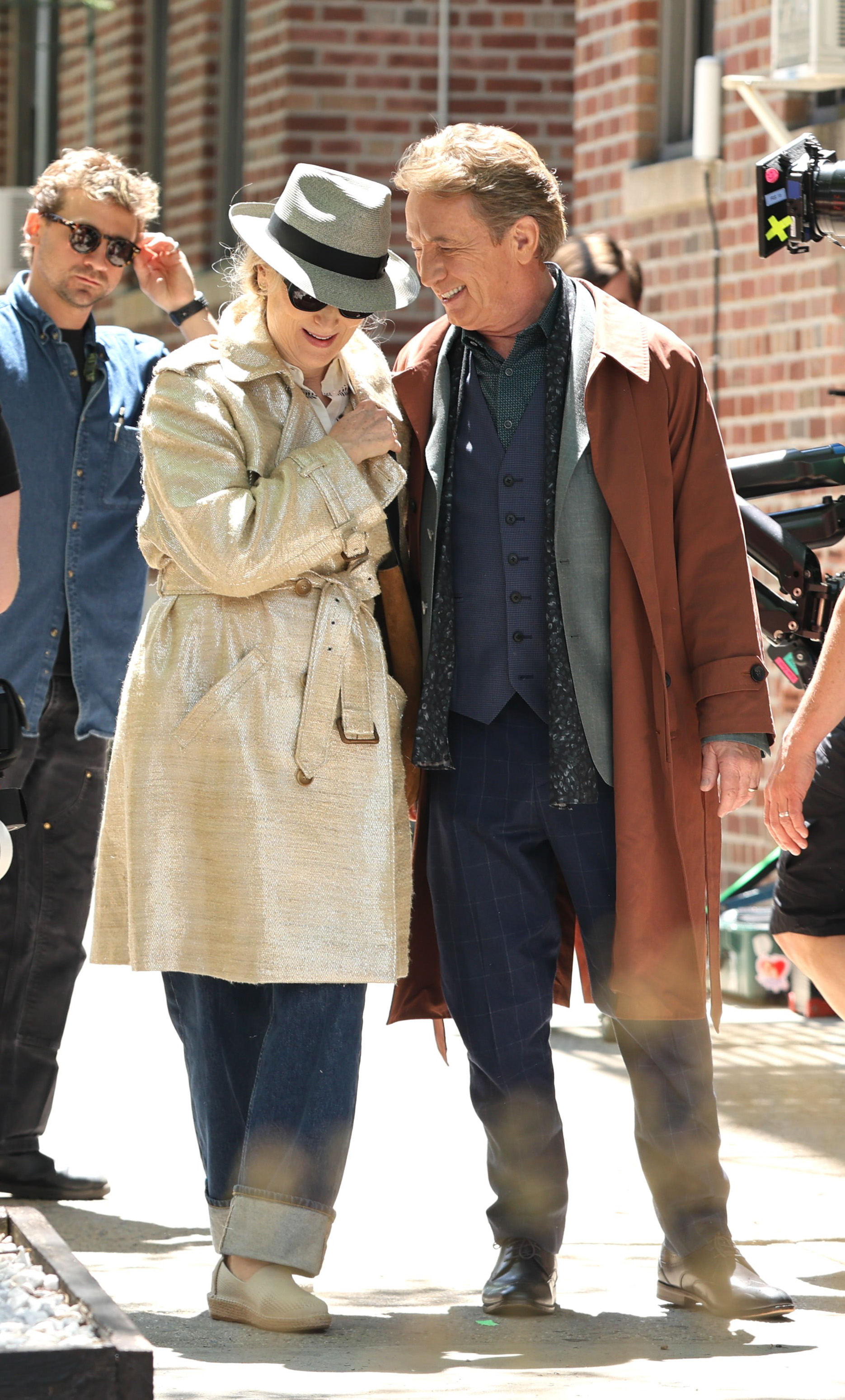 Martin Short and Meryl Streep are seen on the set of "Only Murders in the Building" in Queens on May 7, 2025, in New York City. | Source: Getty Images