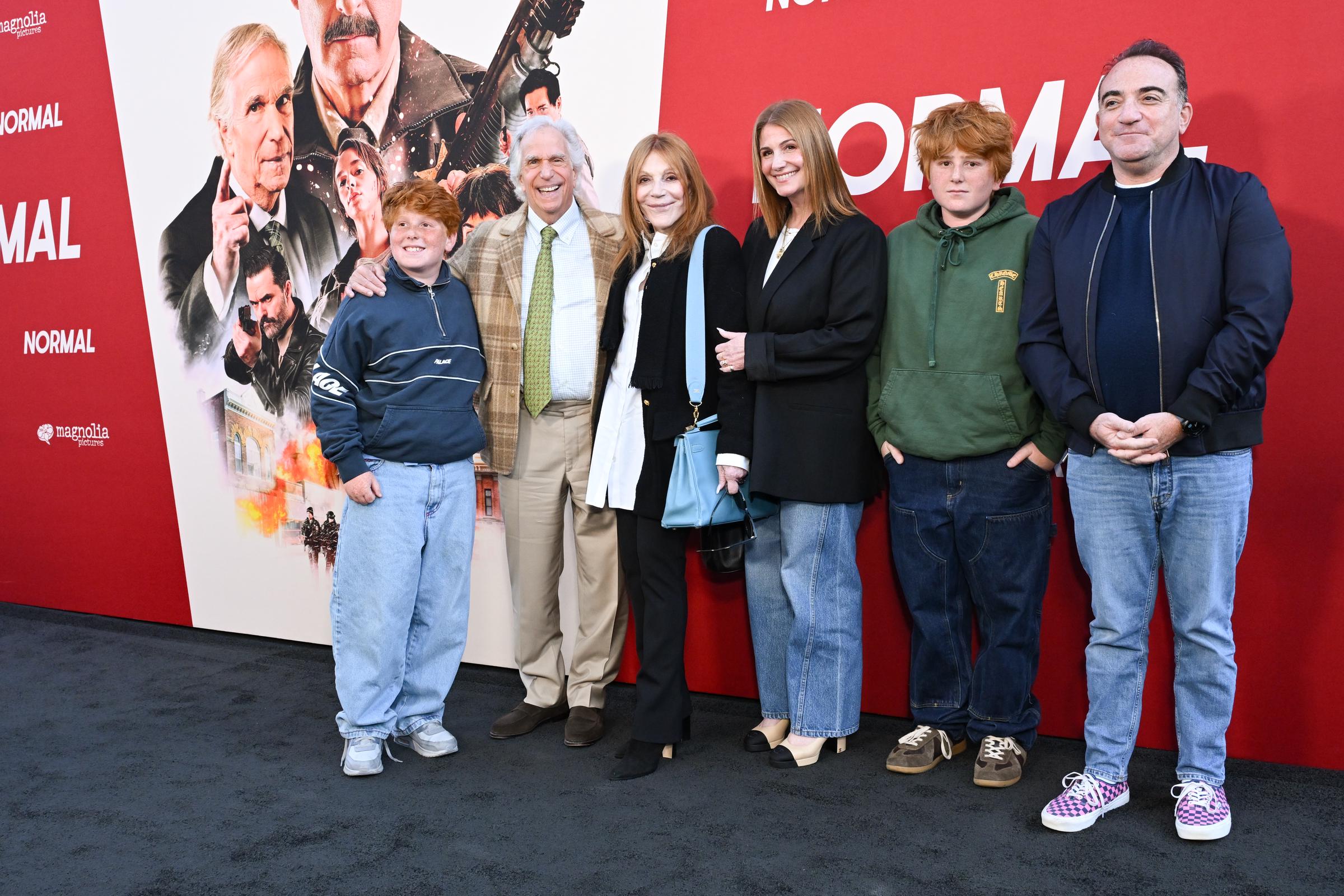 Henry Winkler, Stacey Weitzman, and family at the Los Angeles premiere of "Normal" at Hollywood American Legion on April 15, 2026. | Source: Getty Images