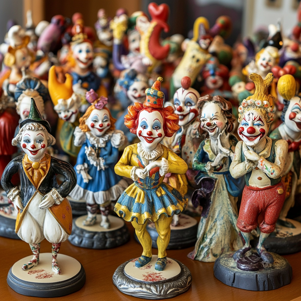 Dozens of clown figurines | Source: Midjourney