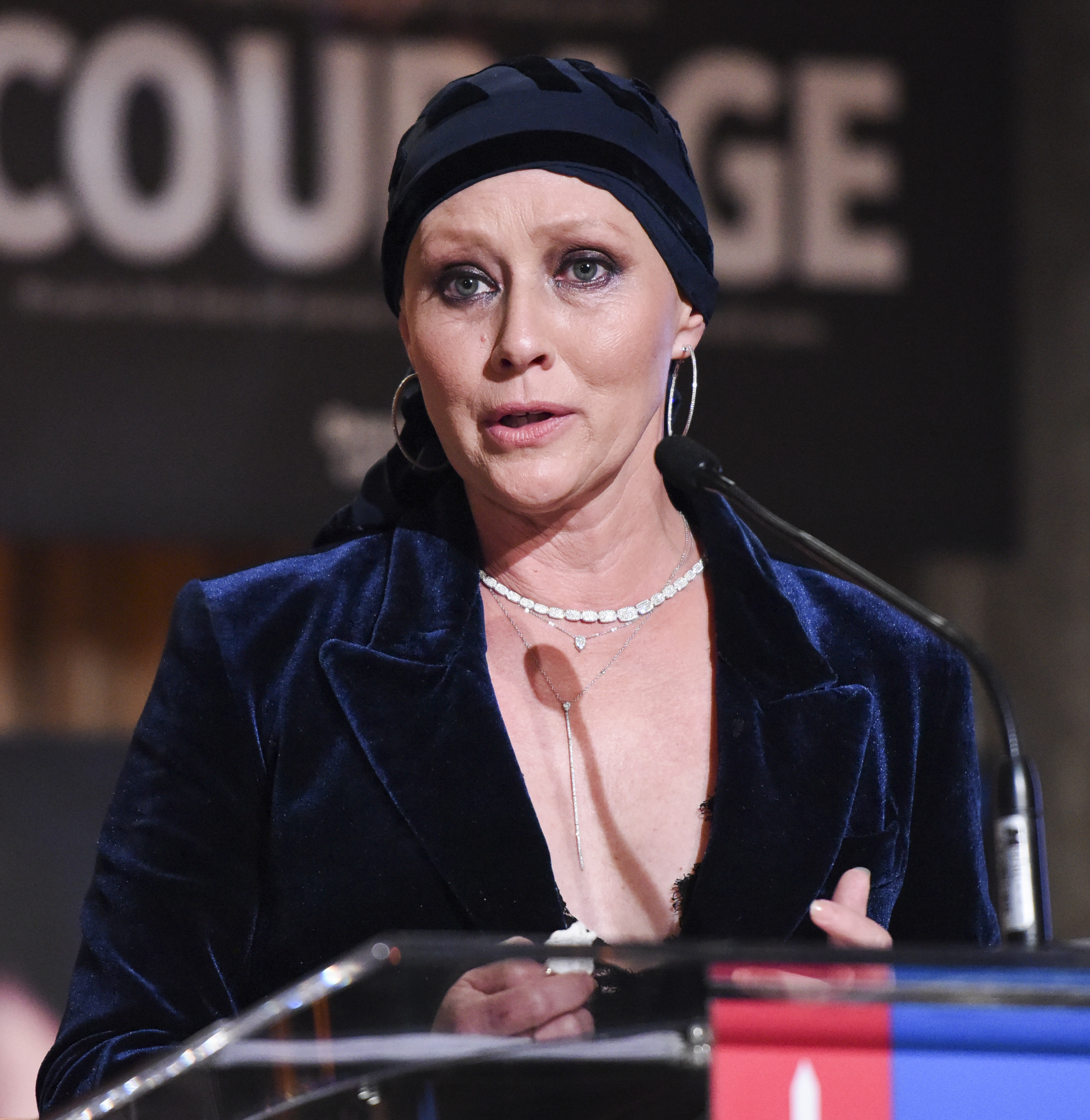 Shannen Doherty speaking at The American Cancer Society's Giants of Science Los Angeles Gala on November 5, 2016, in Los Angeles, California. | Source: Getty Images
