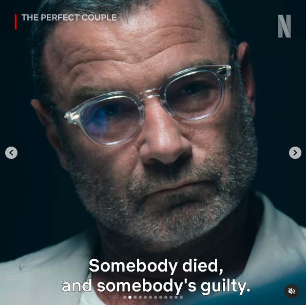 Liev Schreiber as his character in a scene from "The Perfect Couple," posted on September 4, 2024 | Source: Instagram/netflix and nicolekidman