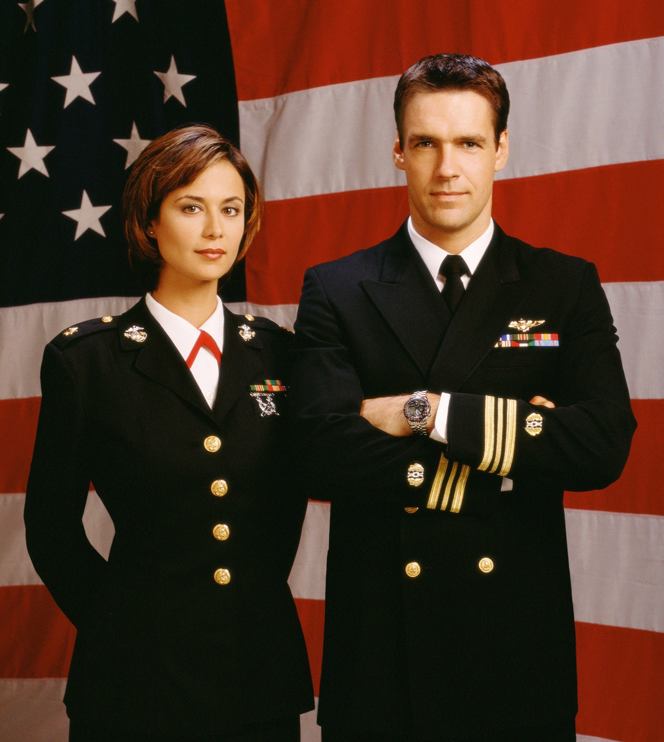 Catherine Bell and David James Elliott star in "JAG" | Source: Getty Images