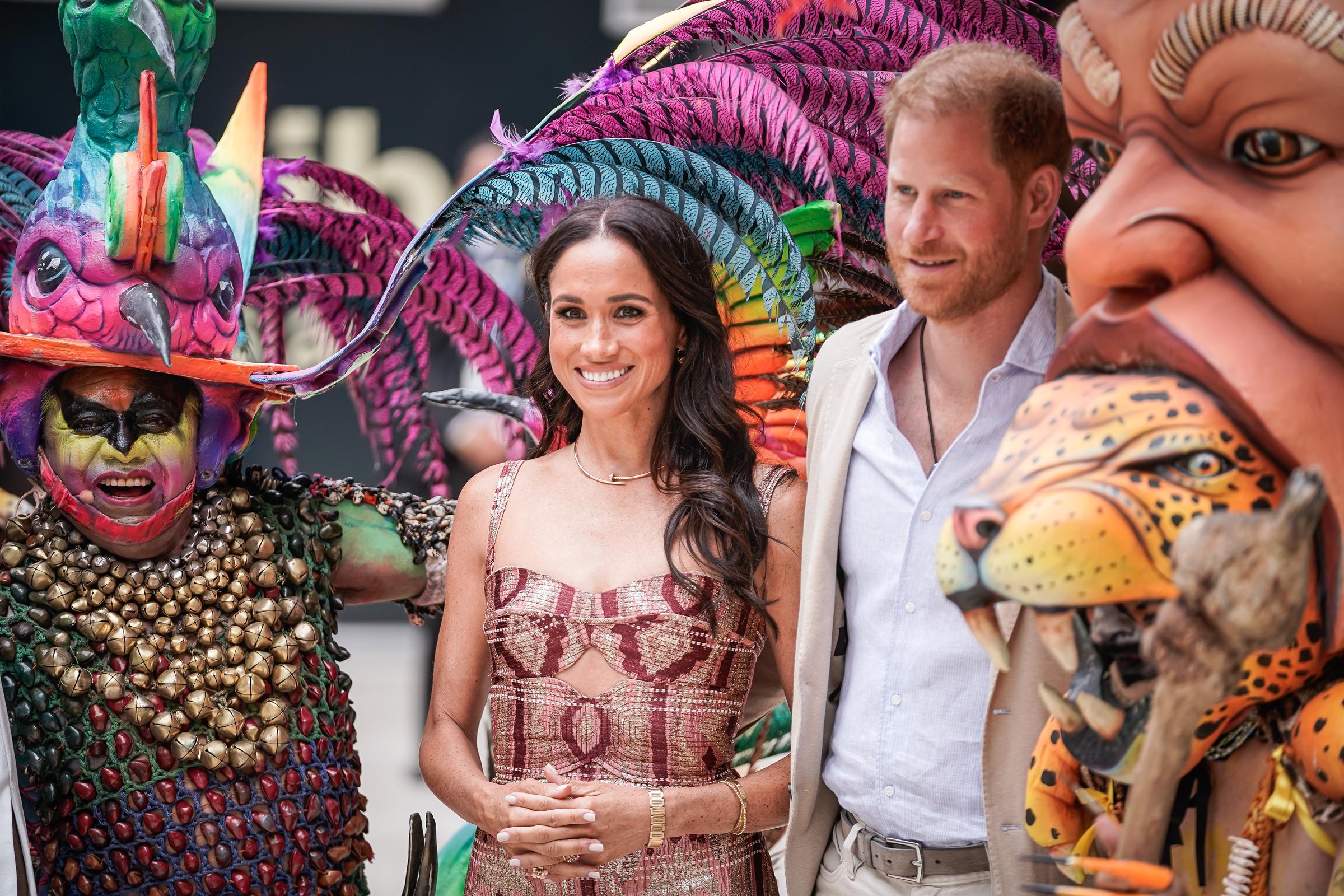 Meghan Markle and Prince Harry in Bogotá during their Colombia tour on August 15, 2024. | Source: Getty Images