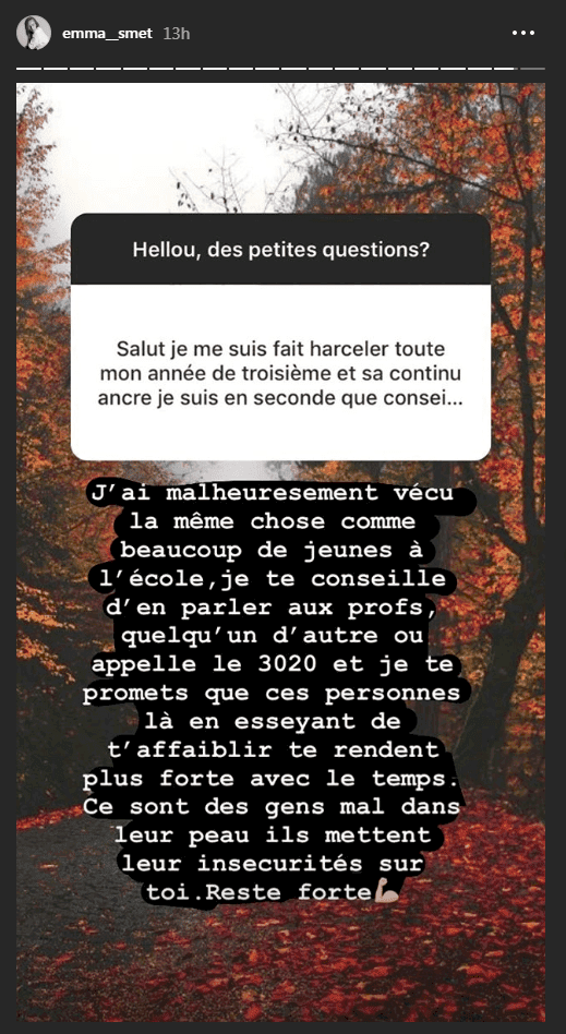 Emma Smet répondant à une de ses abonnées en 2018. l Source: Instagram/Emma Smet