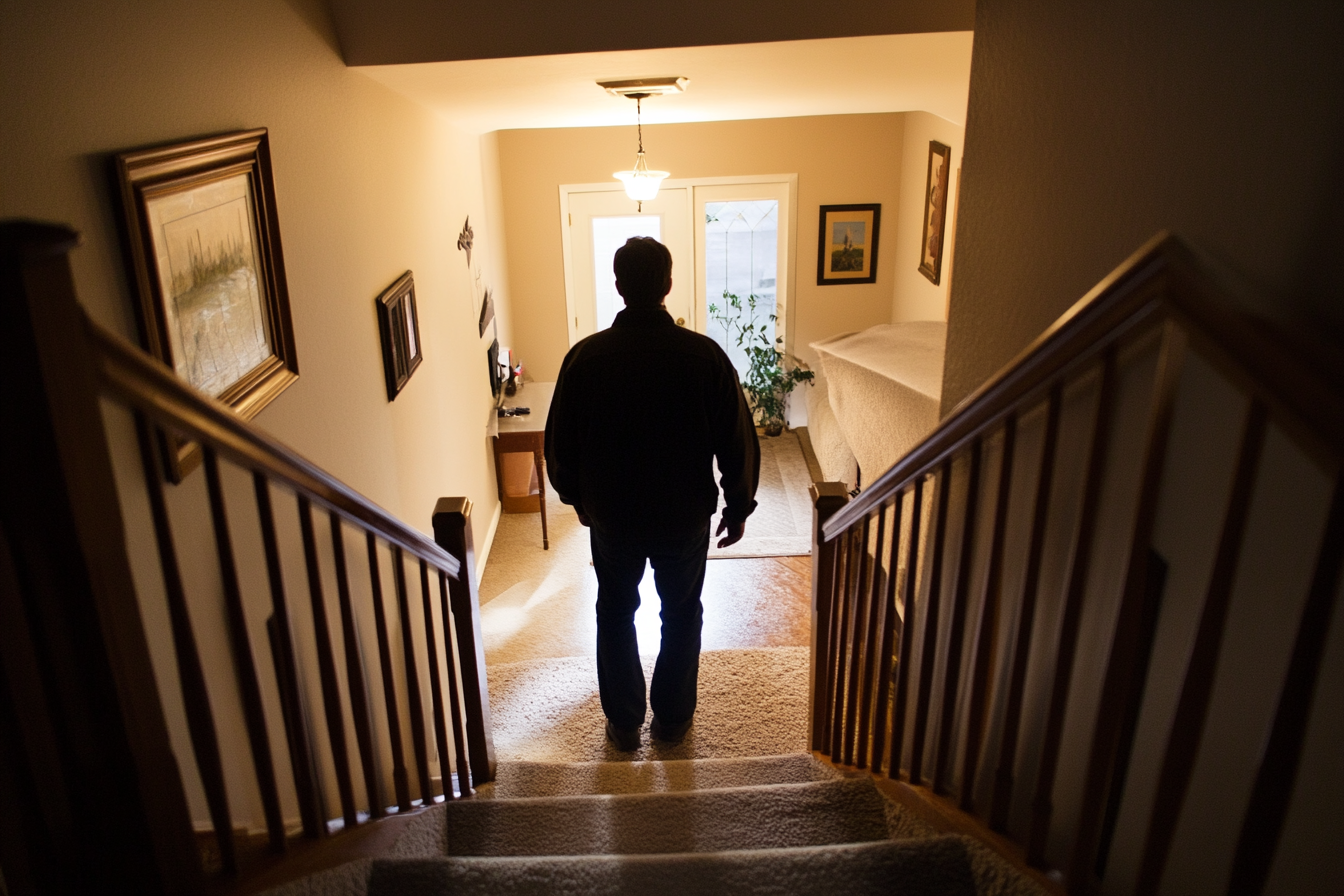 A man walking down stairs | Source: Midjourney