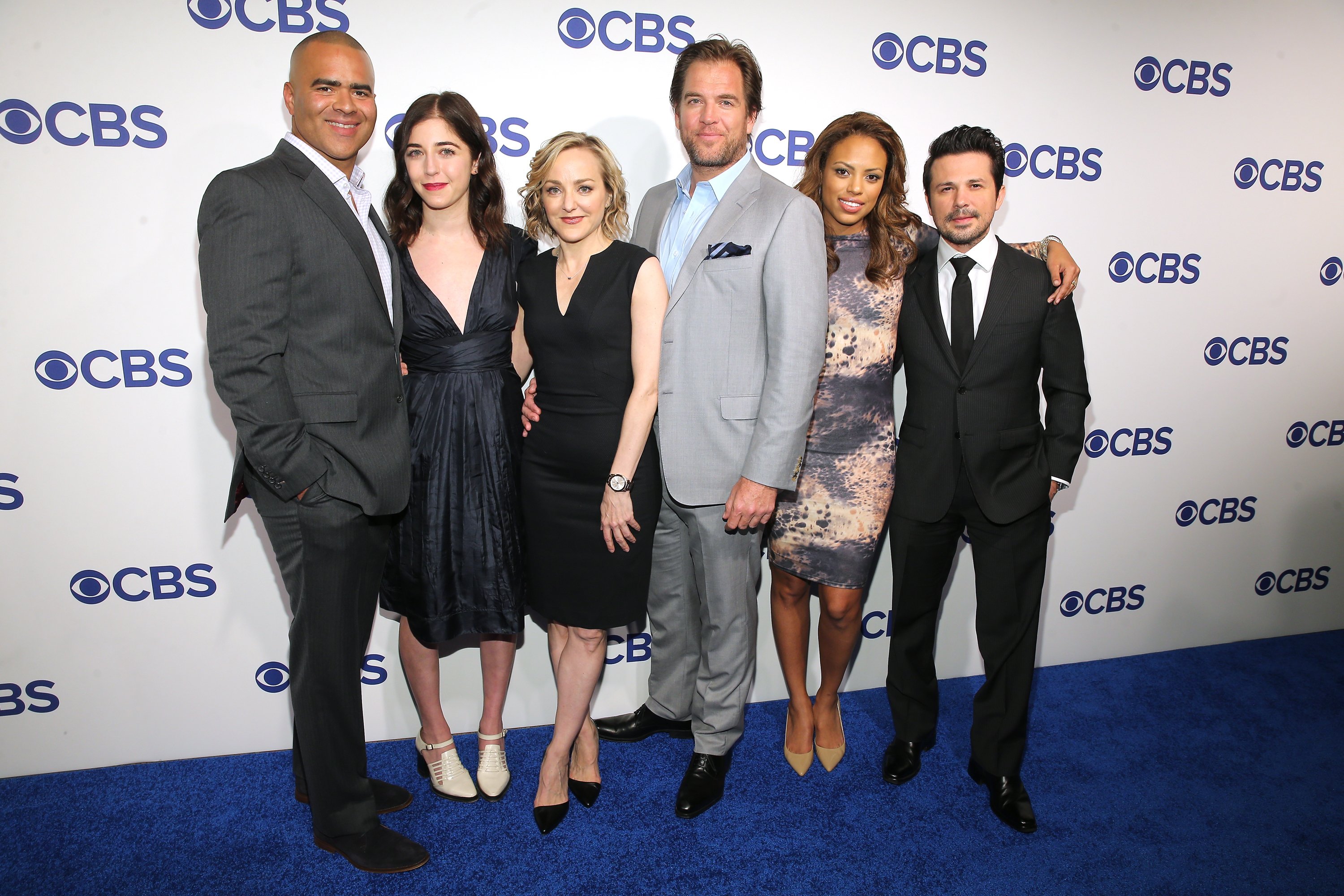 Cast of Bull: Chris Jackson, Annabelle Attanasio, Geneva Carr, Michael Weatherly, Jamie Lee Kirchner, and Freddy Rodriguez attend the 2016 CBS Upfront at The Plaza on May 18, 2016, in New York City. | Source: Getty Images.