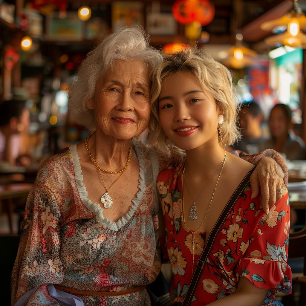 Two women hugging | Source: Midjourney