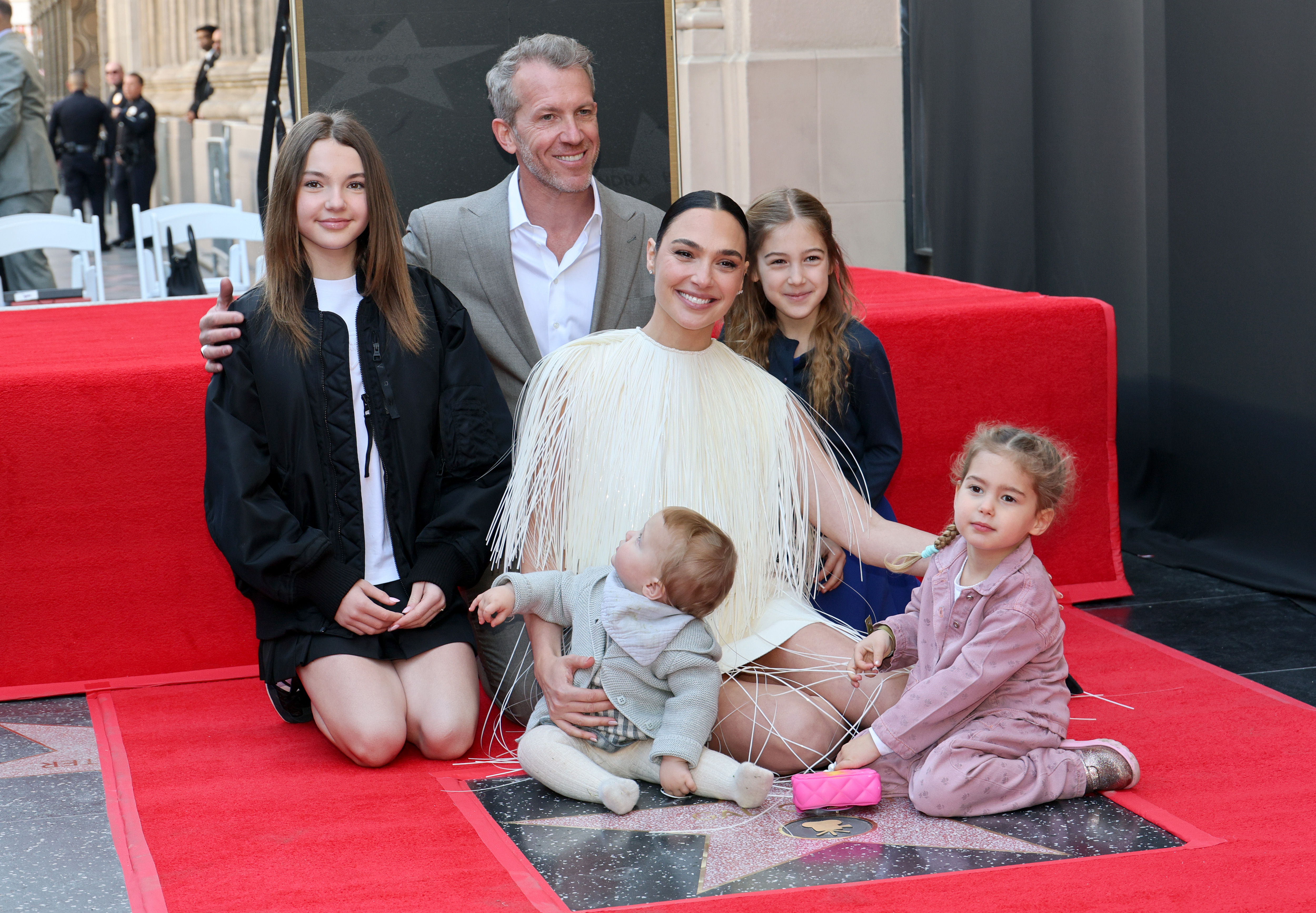 Alma, Jaron, Ori, Gal Gadot, Maya, and Daniella Varsano attend the ceremony honoring Gal Gadot with a Star on the Hollywood Walk of Fame in Hollywood, California, on March 18, 2025 | Source: Getty Images