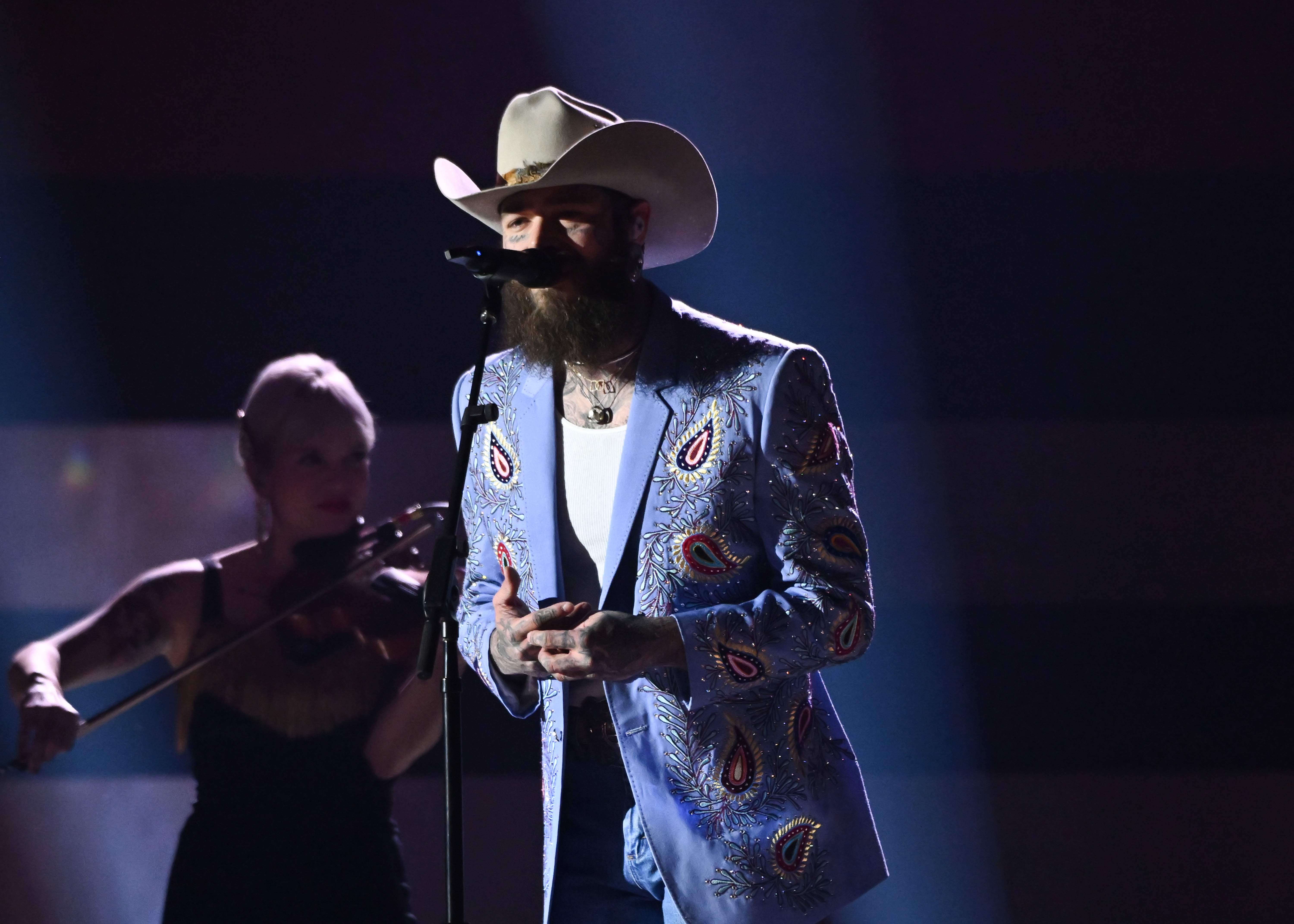 Post Malone performs onstage at The 58th Annual CMA Awards on November 20, 2024, in Nashville, Tennessee. | Source: Getty Images