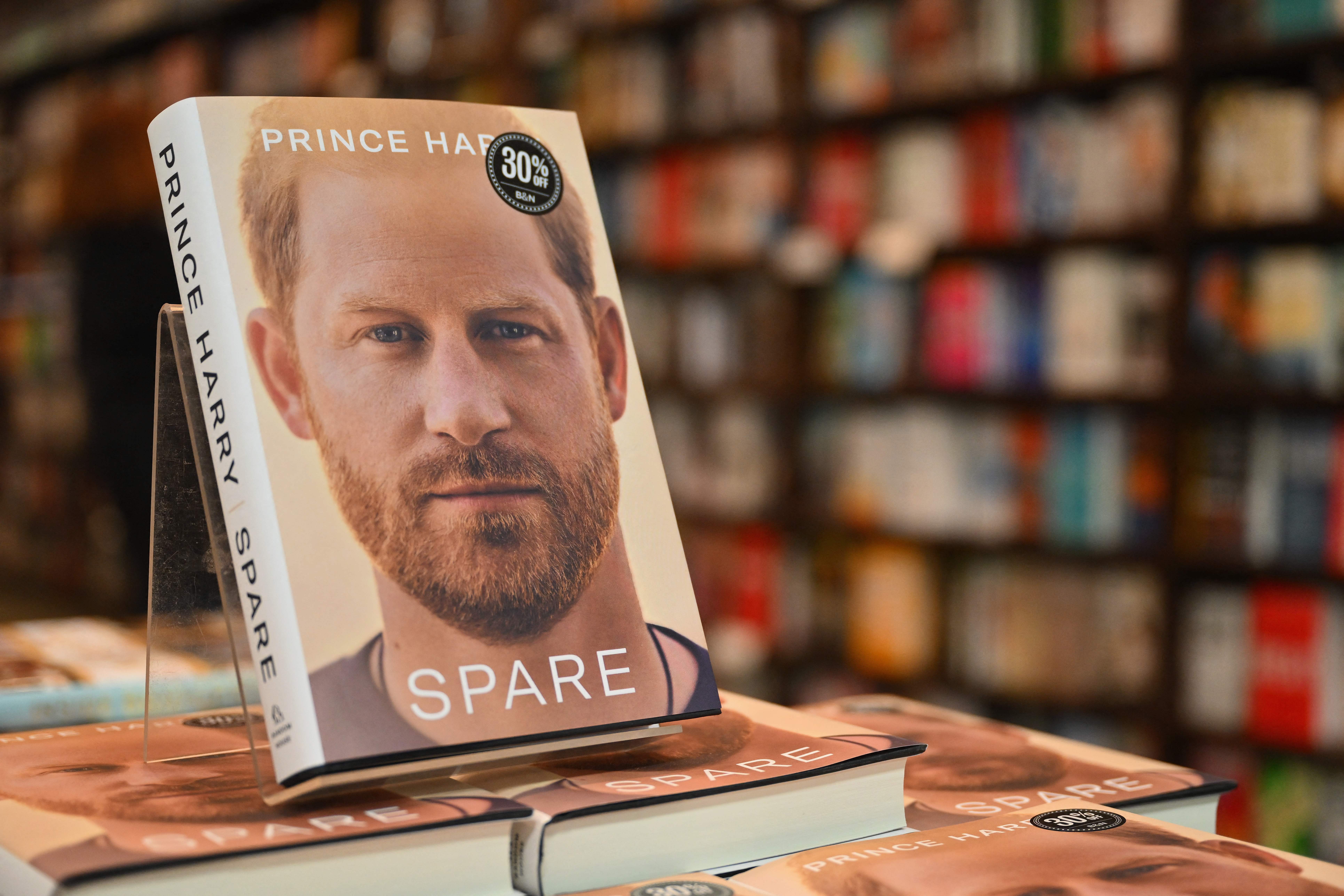 Prince Harry's book "Spare" displayed at a Barnes & Noble bookstore on January 10, 2023 in New York City | Source: Getty Images