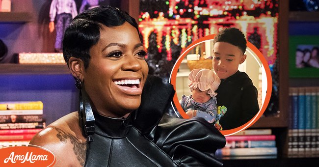 Fantasia Barrino on "Watch What Happens Live With Andy Cohen" | Photo: Getty Images. Inset: Barrino's son Xavier holding his baby sister Keziah | Photo: Instagram .com/tasiasword