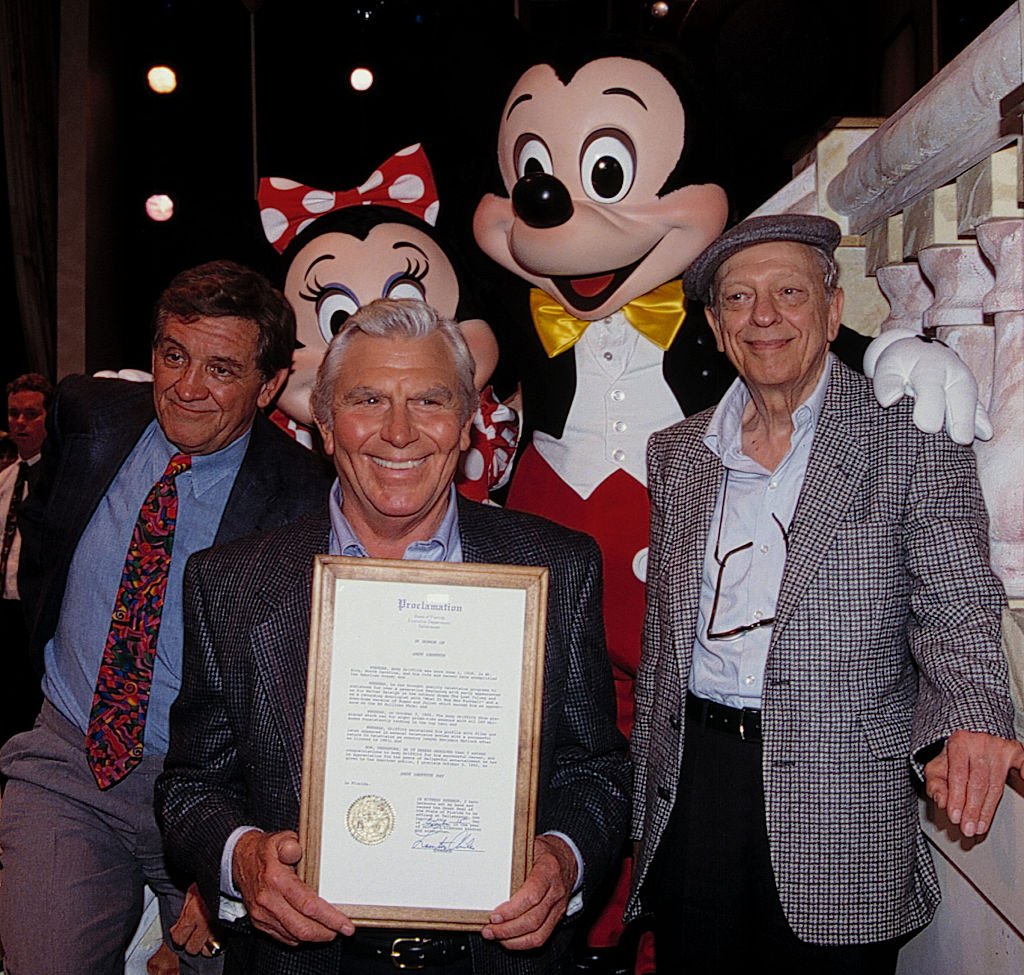 George Lindsey, Andy Griffith & Don Knotts attend an "ANDY GRIFFITH SHOW" Reunion at the Disney MGM Studios, Walt Disney World Theme Park in Orlando, Florida on August 11, 1992. | Photo: Getty Images