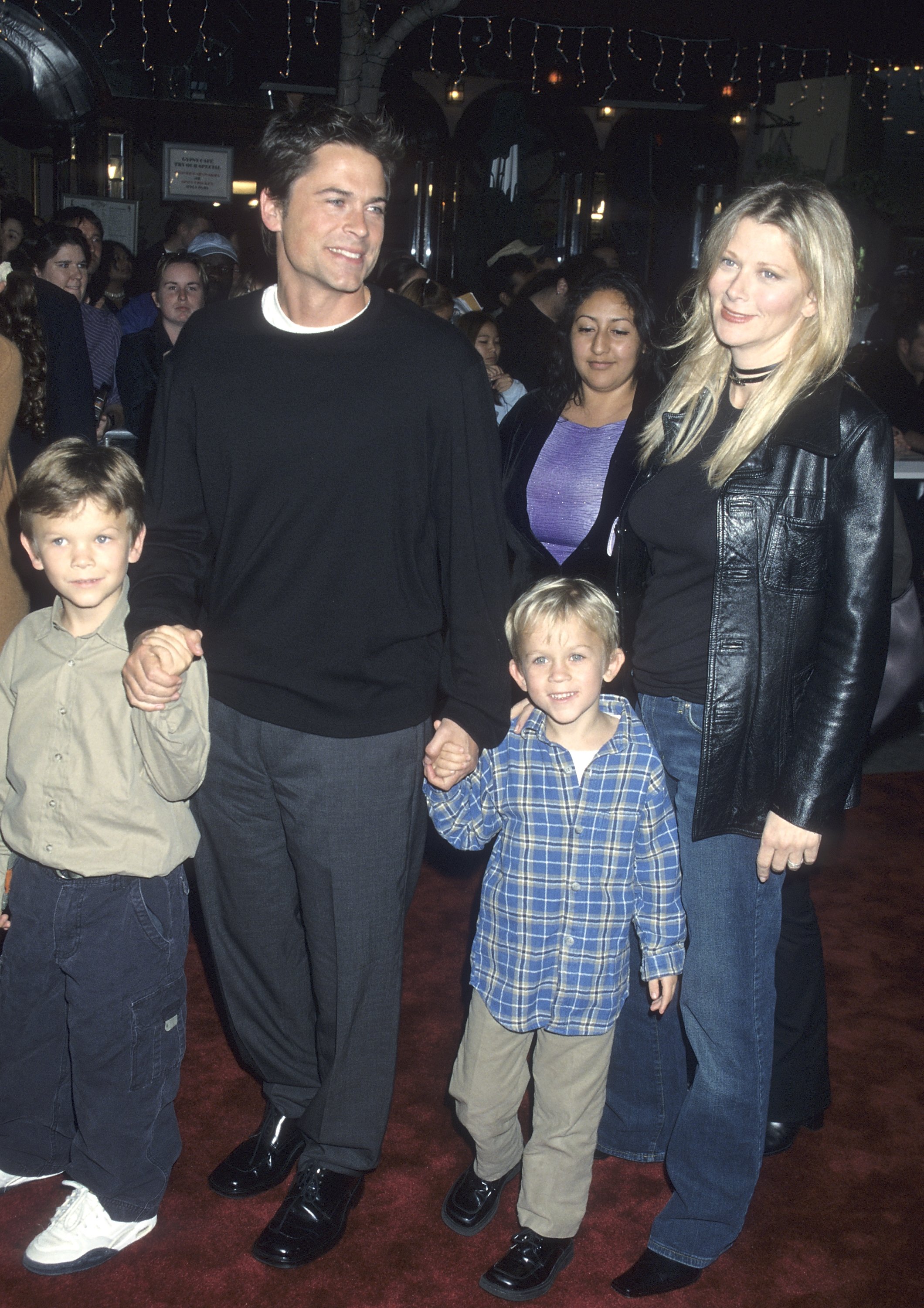 Actor Rob Lowe and wife Sheryl Berkoff and children John and Matthew attend the "Harry Potter and the Sorcerer's Stone" Westwood Premiere on November 14, 2001 at the Mann Village Theatre in Westwood, California. | Source: Getty Images