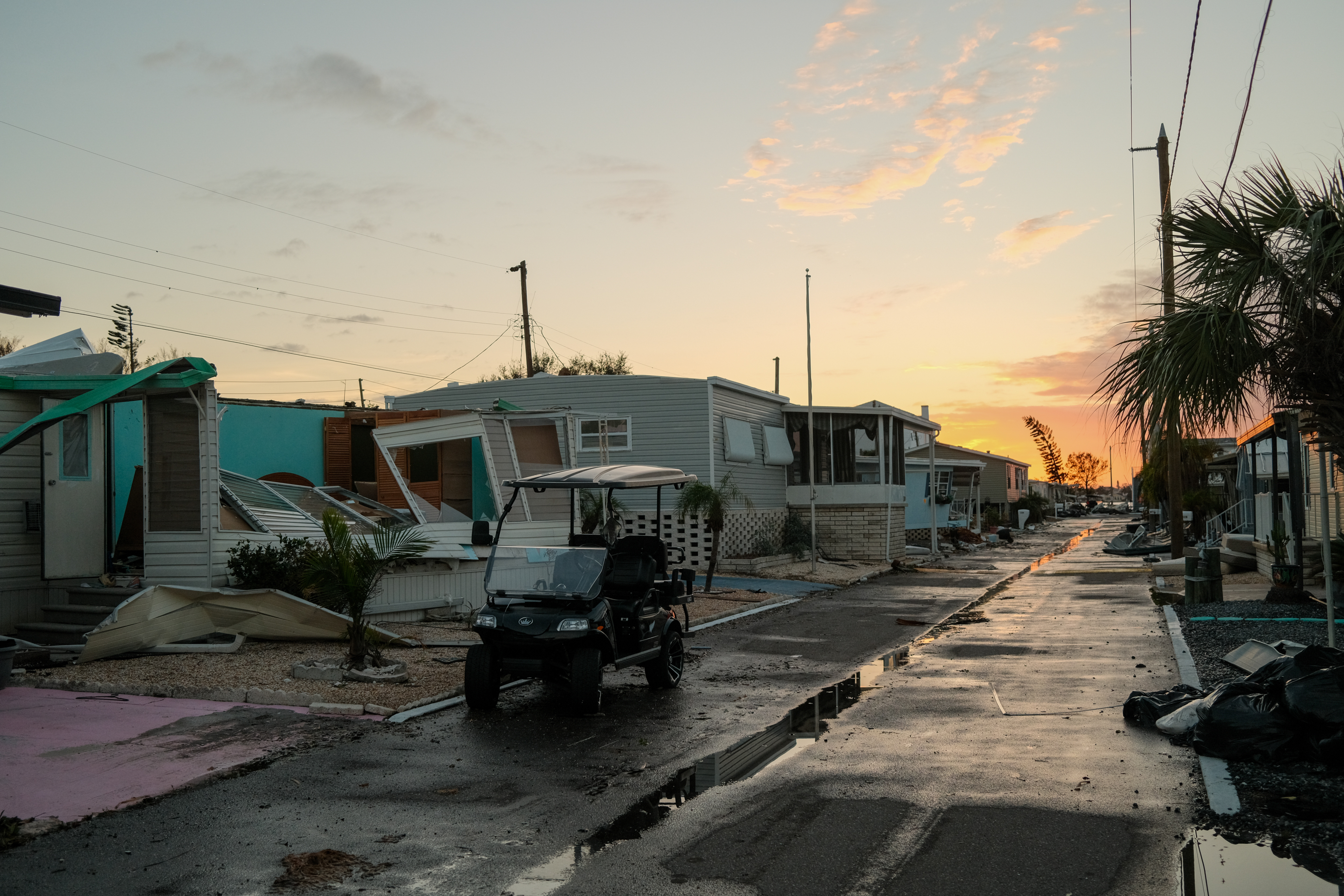 A damaged mobile home park after Hurricane Milton as seen on October 10, 2024 | Source: Getty Images