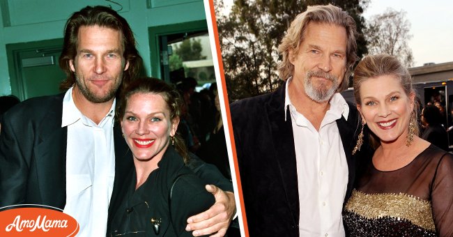 Jeff Bridges and his wife, Susan Geston, in Hollywood, California in March 1994 [left]. Bridges and Geston in Los Angeles in January 2010 [right] | Source: Getty Images