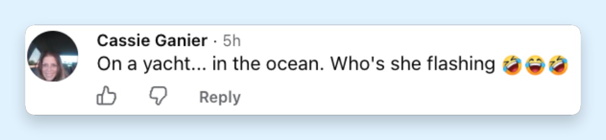 Other netizens wondered why she was doing that in the middle of the ocean where no one can see her. | Source: Facebook/TMZ