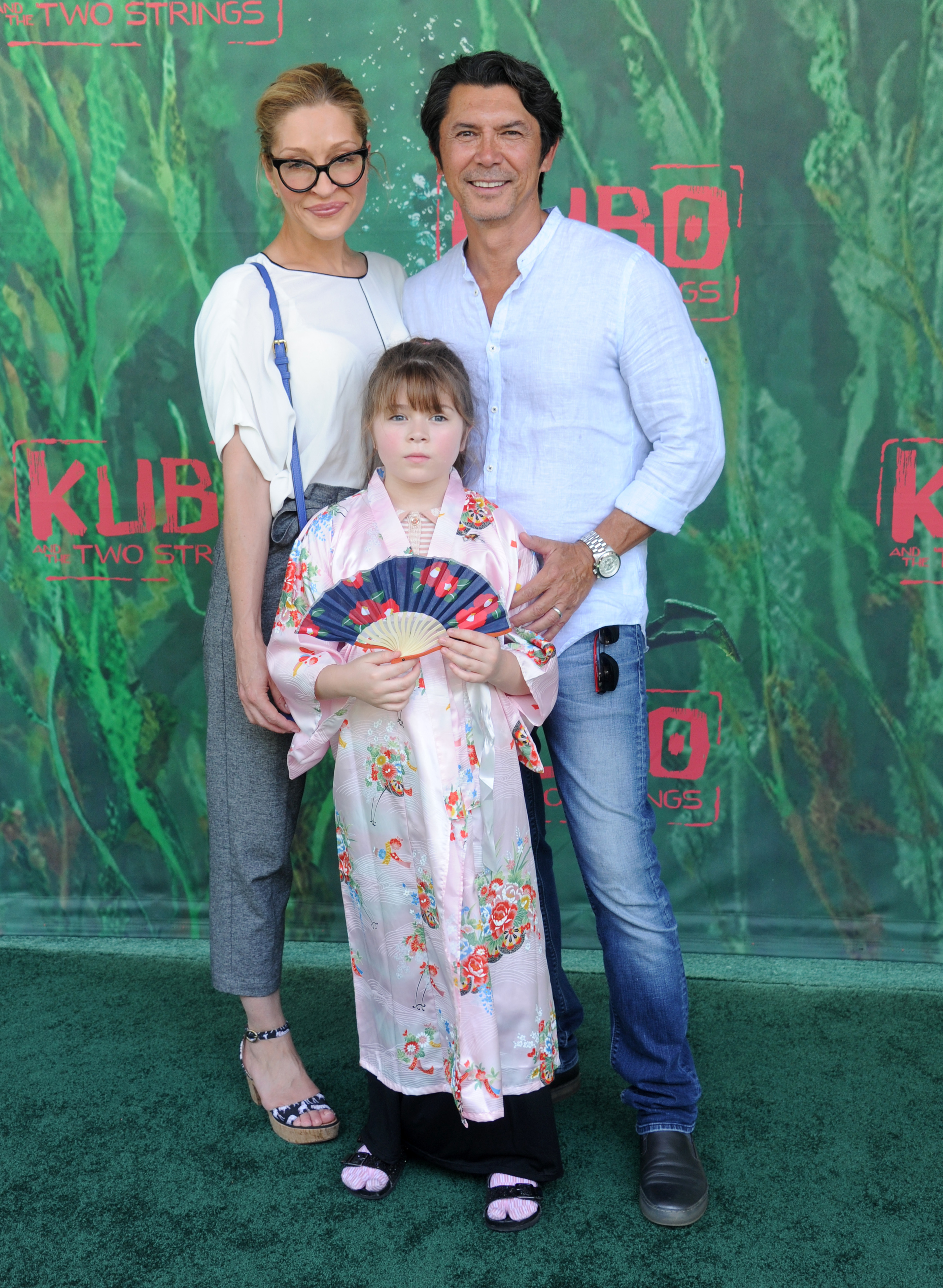 Lou Diamond Phillips, Yvonne Boismier Phillips and Indigo Sanara Phillips arrive at the premiere of Focus Features' "Kubo And The Two Strings" at AMC Universal City Walk on August 14, 2016, in Universal City, California | Source: Getty Images