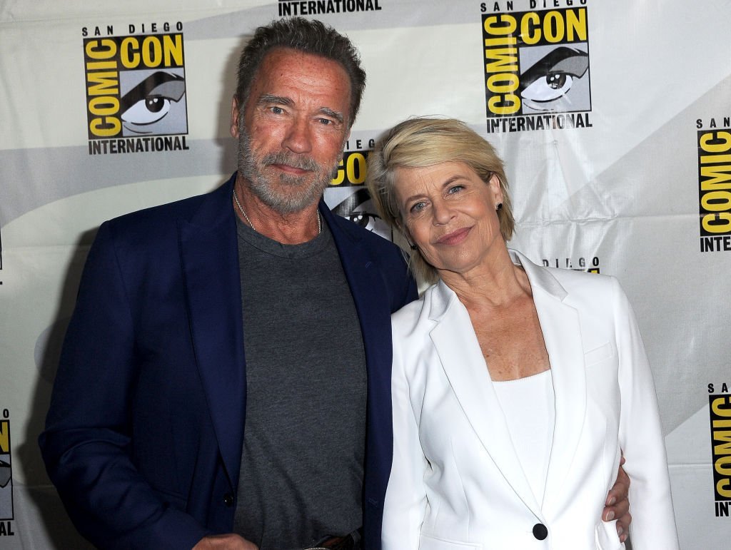 Arnold Schwarzenegger and Linda Hamilton attend the "Terminator: Dark Fate" panel during 2019 Comic-Con International at San Diego Convention Center | Photo: Getty Images