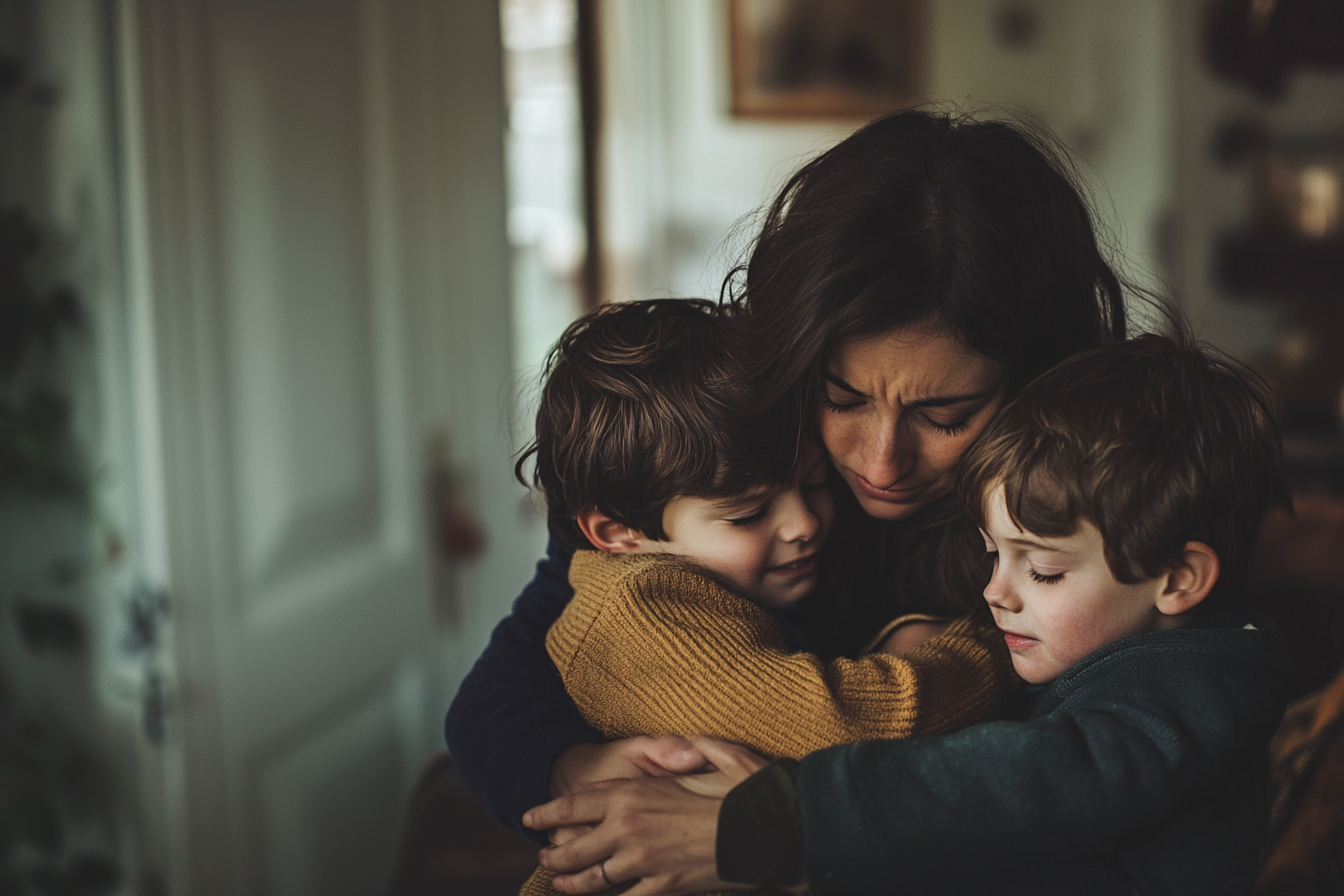 Kate hugging her children | Source: Midjourney